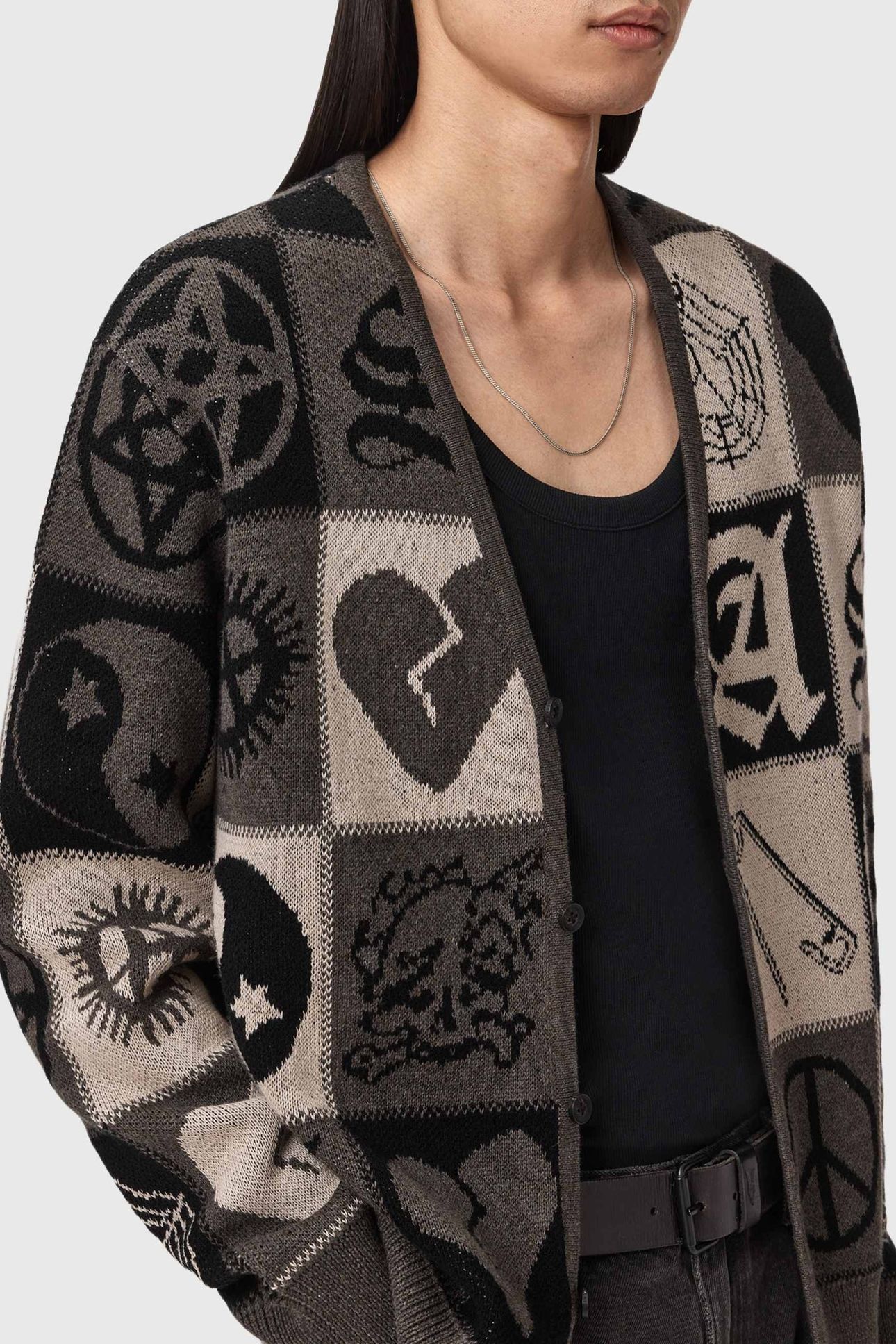 BARKER CARDIGAN TAUPE BROWN/BLACK 6
