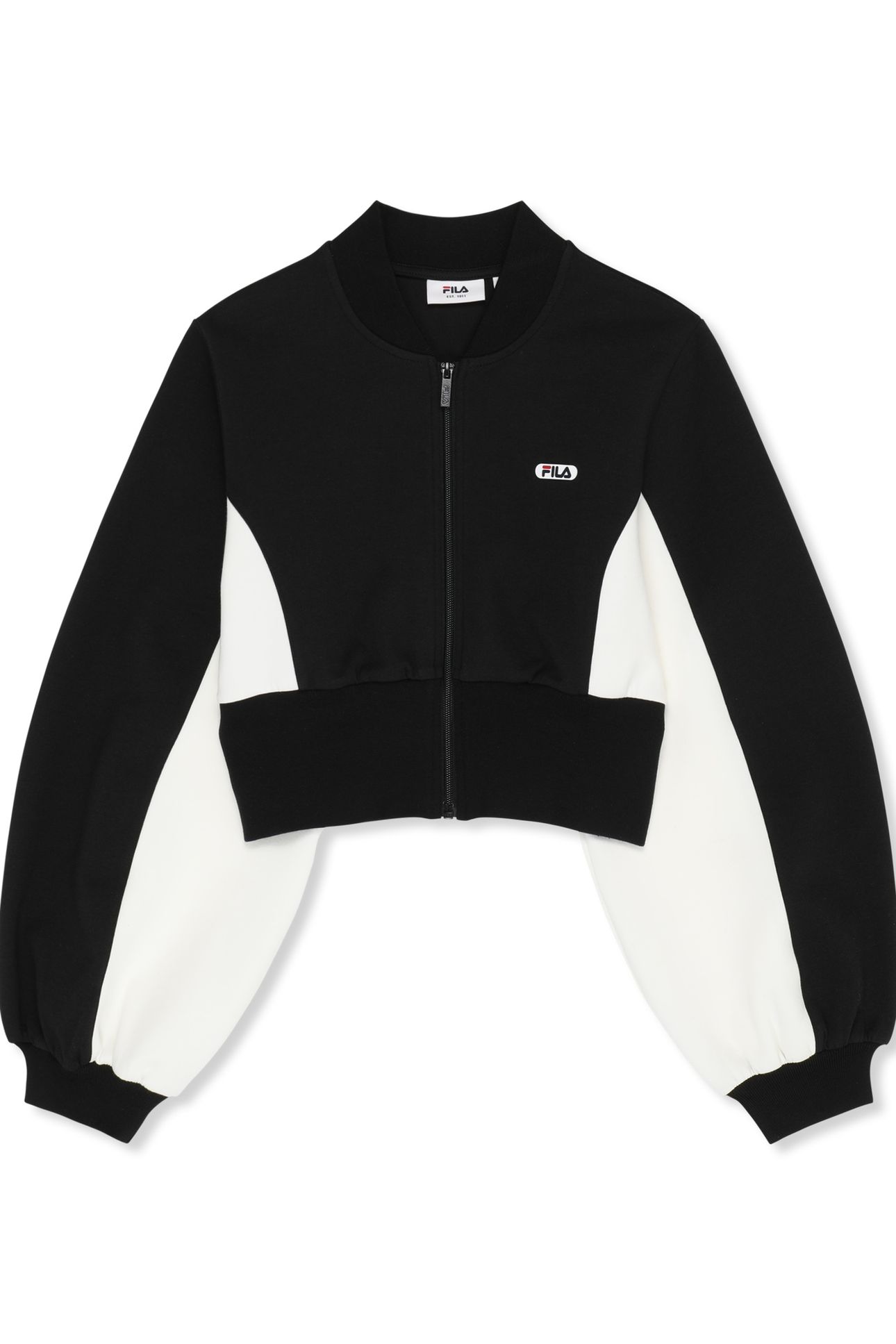 LECORE CROPPED HIGH RIB SCUBA TRACK JACKET BLACK-EGRET 4
