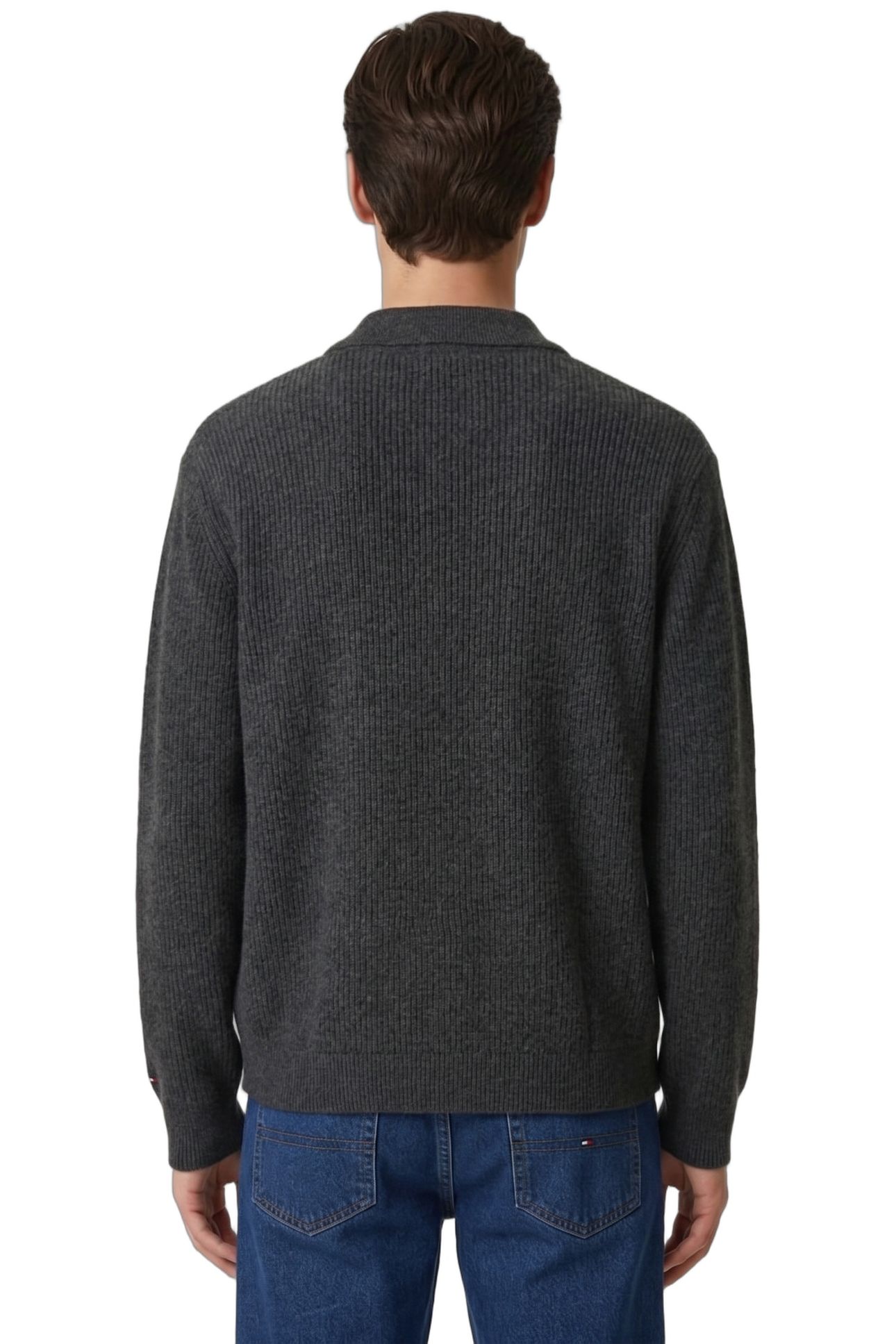 FISHERMAN RIB COACH JACKET DARK GREY HEATHER 2