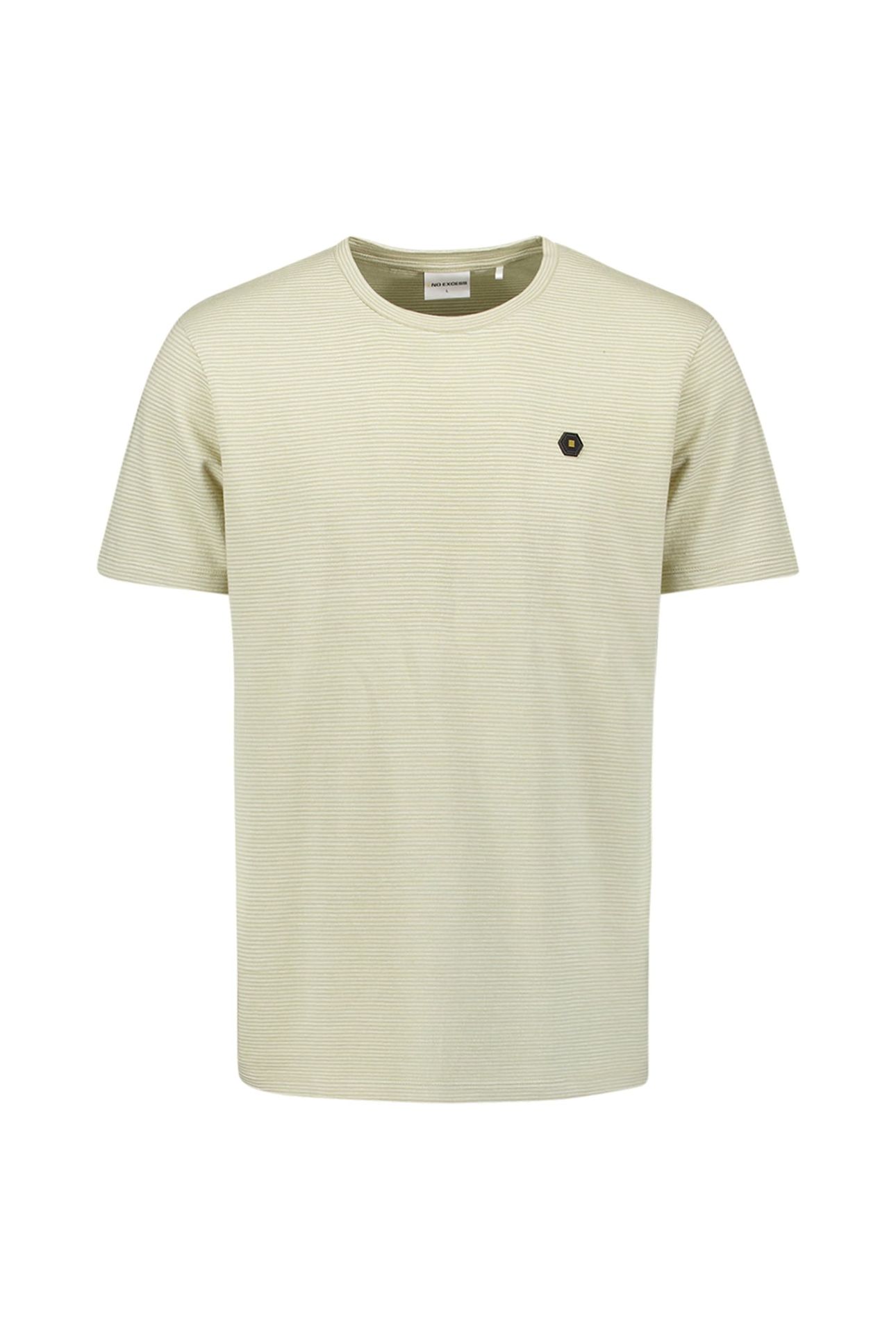 T-SHIRT CREWNECK MELANGE JACQUARD STRIPES LIGHT MOSS 4