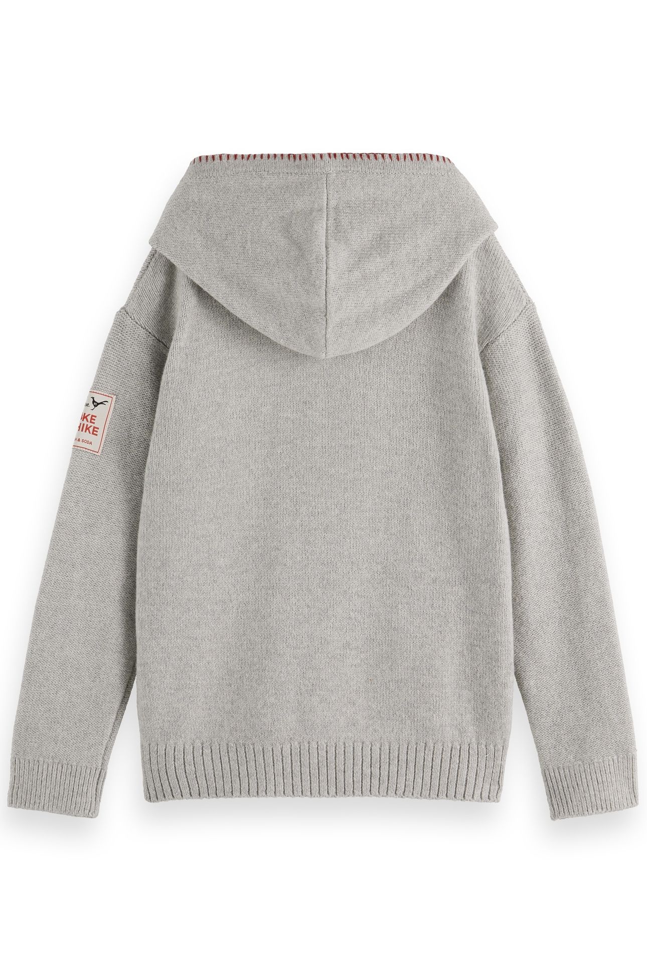 BOY RELAXED-FIT EMBROIDERED KNITTED HOODIE GREY MELANGE 2