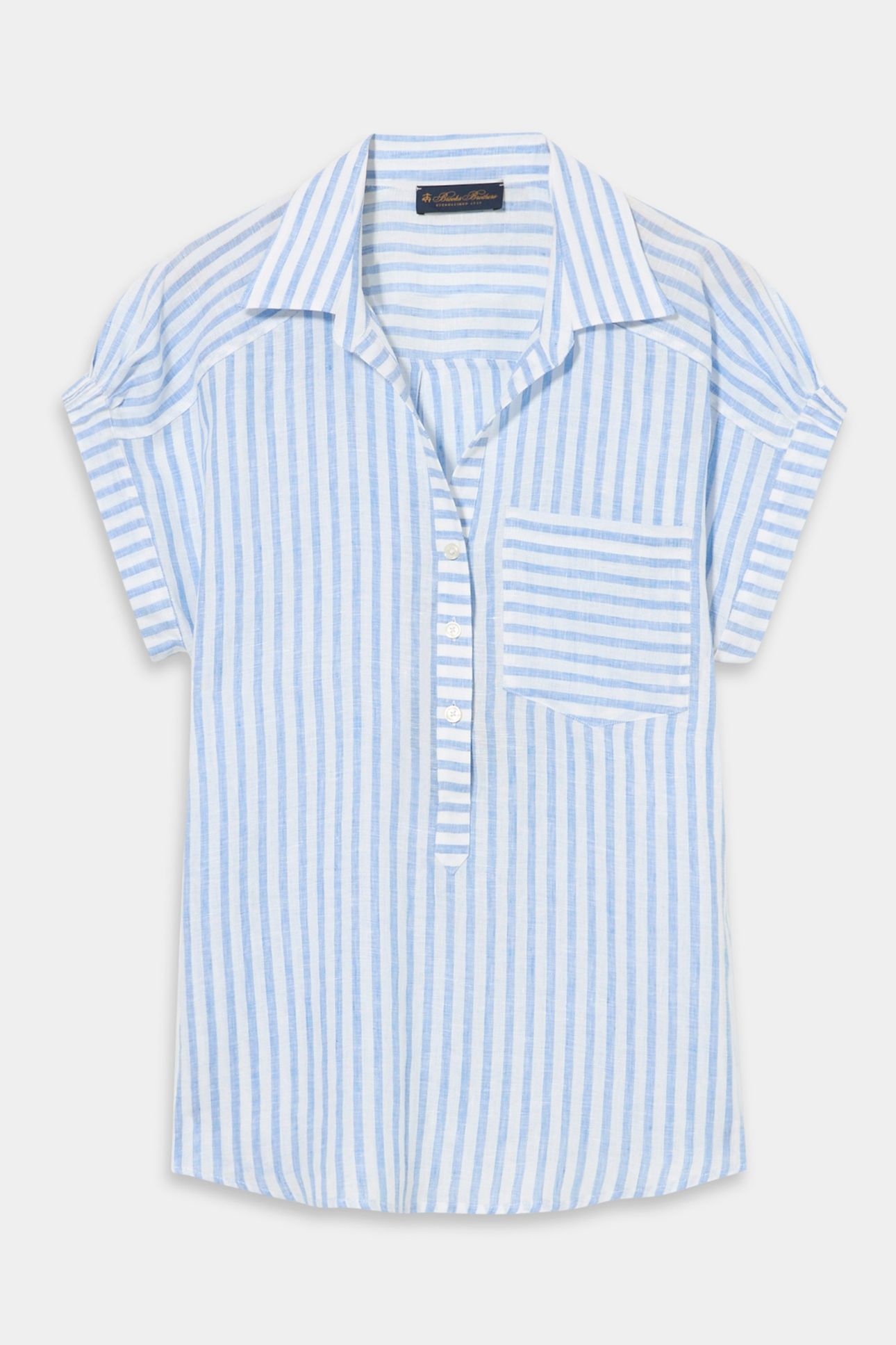 REGULAR FIT PRINTED LINEN BLOUSE LIGHT BLUE 3