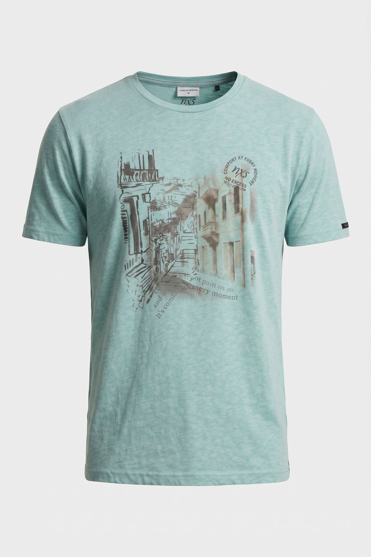T-SHIRT CREWNECK MELANGE CHEST PRINT ICE 5