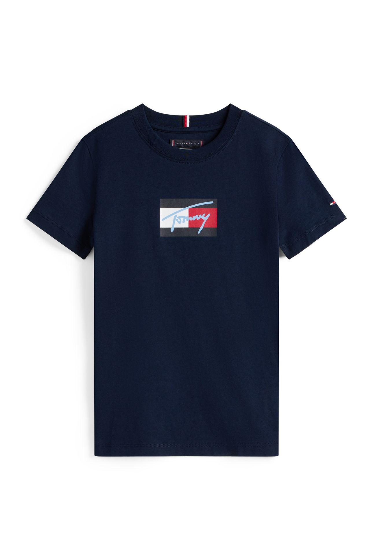 BOYS TOMMY SCRIPT FLAG TEE DARK NIGHT NAVY 4