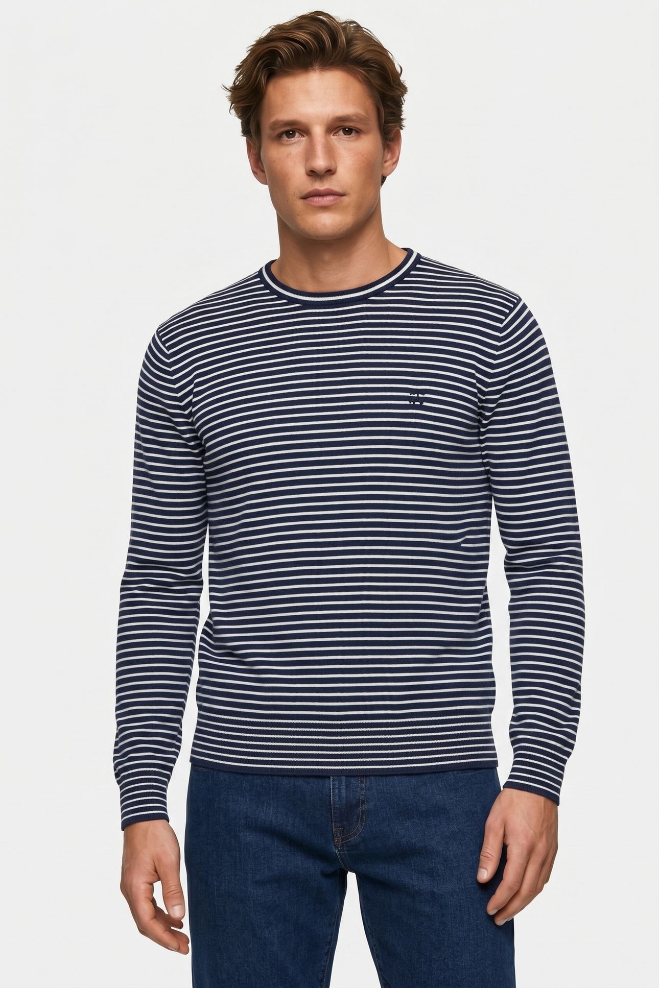 STRIPED CREWNECK COTTON BLUE 1