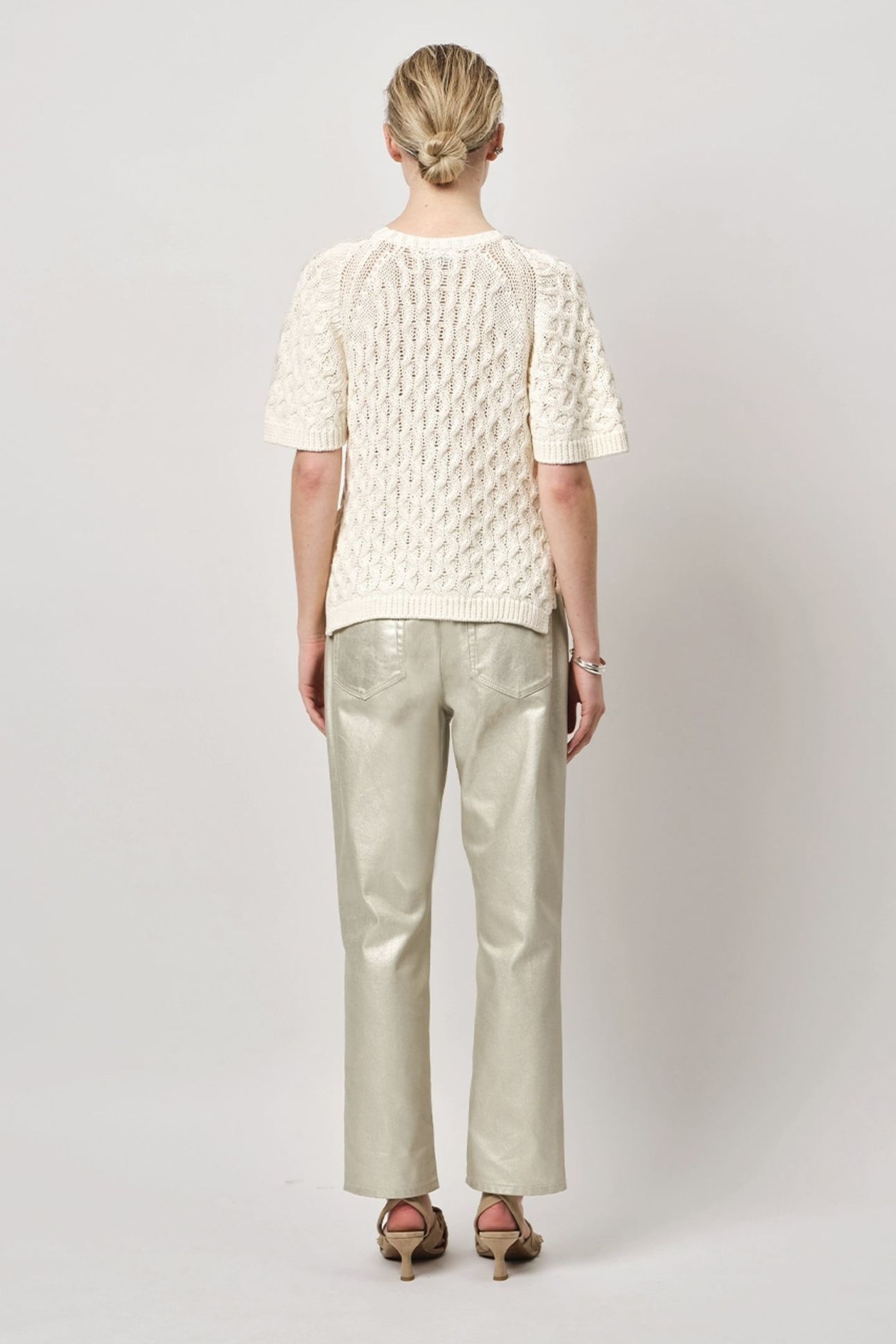 JAYE FANCY KNITTED CABLE TOP BUTTER CREAM 1