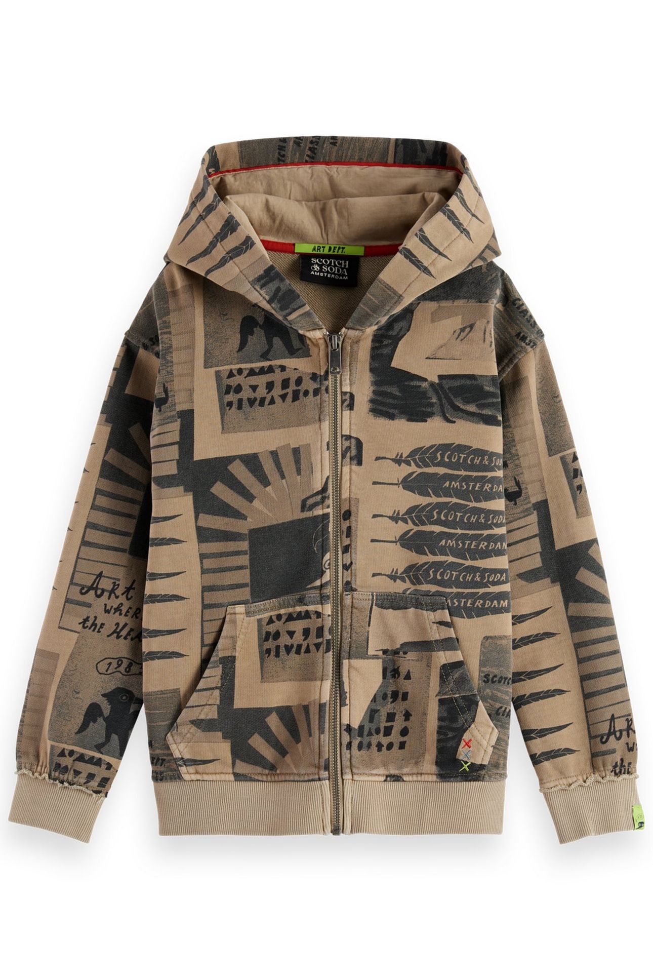 BOY RELAXED-FIT ALL-OVER PRINTED ZIP-THROUGH HOODIE ART DEPT 1