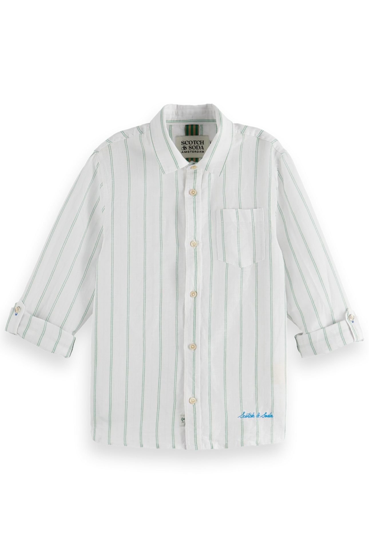 BOY YARN-DYED LINEN BLEND LONG-SLEEVED SHIRT WHITE / BRIGHT 1