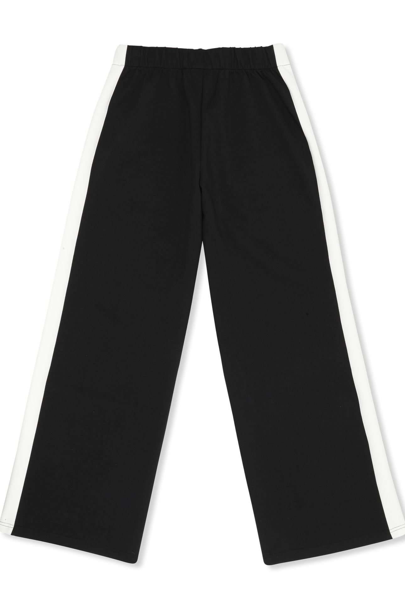 LECORE WIDE CONTRAST PANEL SCUBA TRACK PANTS BLACK-EGRET 4