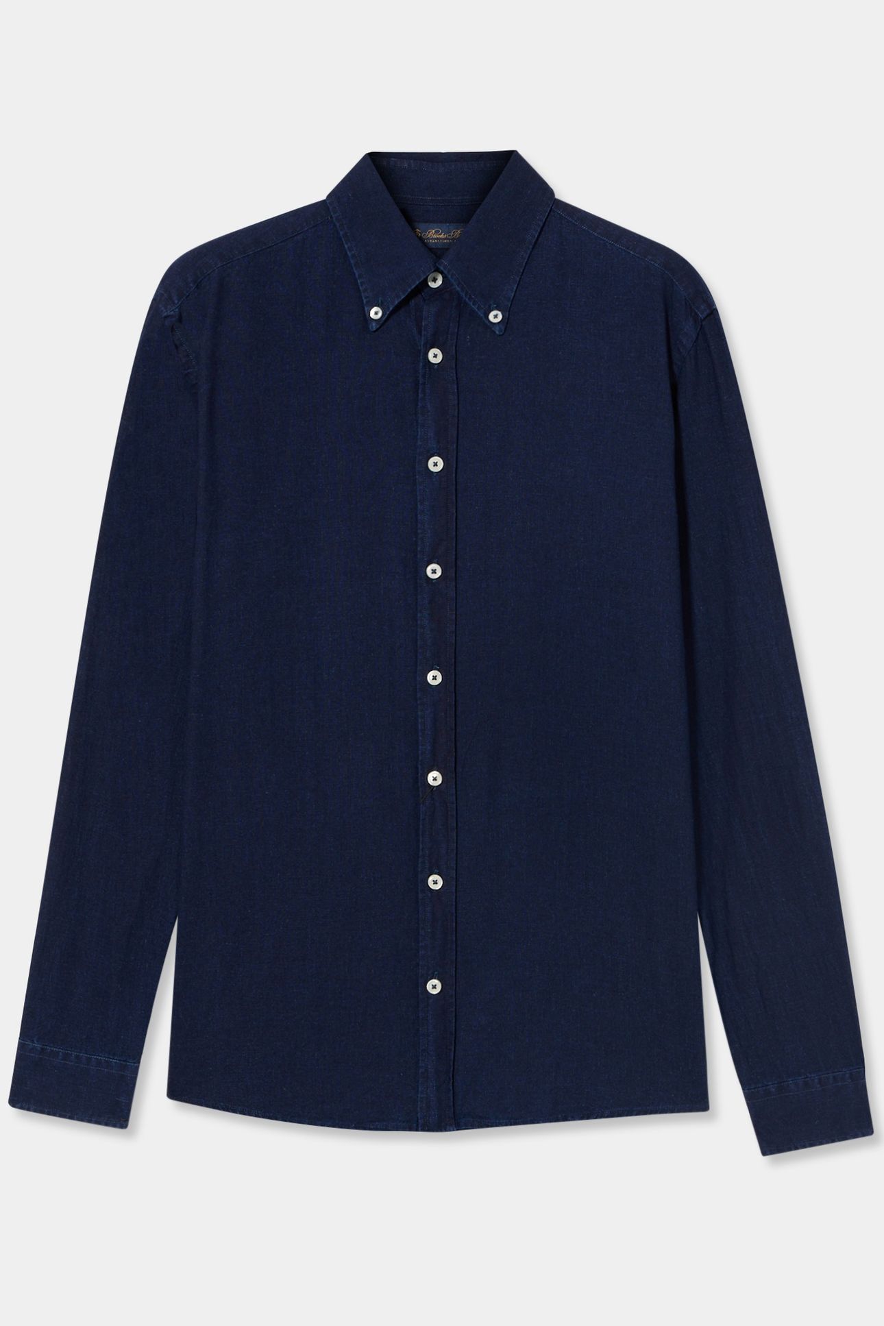 SLIM FIT COTTON-LINEN CHAMBRAY BUTTON DOWN SHIRT BLUE 1