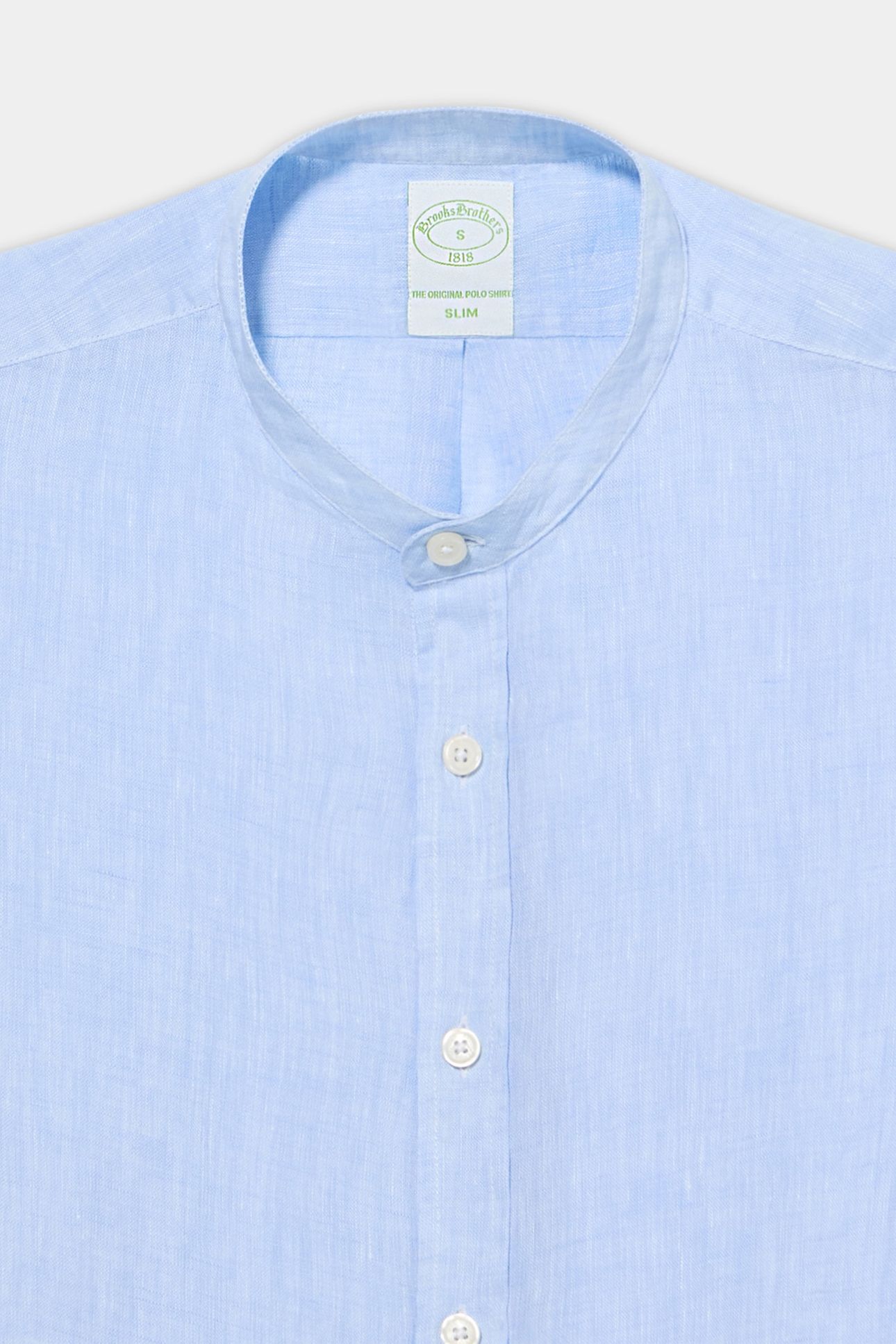 STAND COLLAR SHIRT LINEN LIGHT BLUE 4