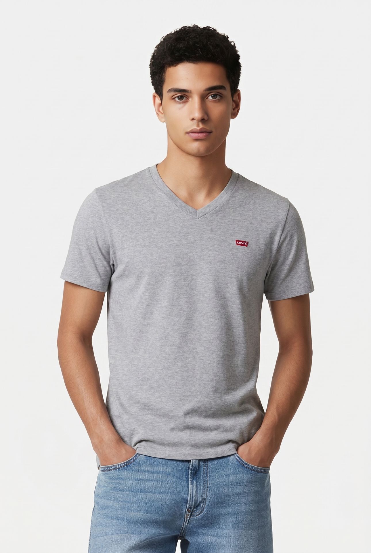 LSECLASSIC HM V NECK TEE MID TONE HEATHER GREY PK 1