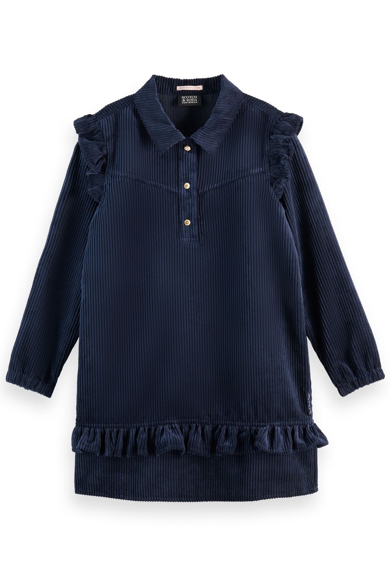 GIRL CORDUROY DRESS WITH RUFFLE DETAILS SKY CAPTAIN 1
