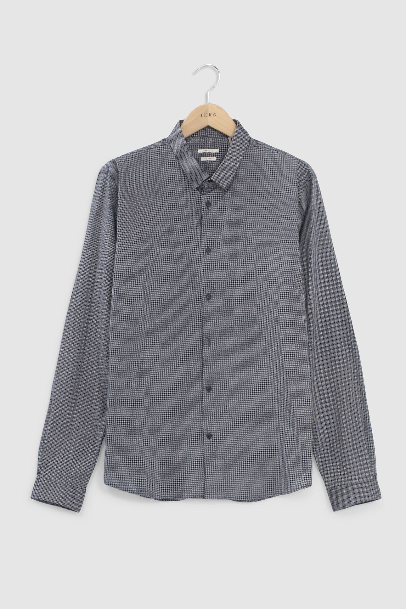 NAVY MINIMALIST PRINT EASY CARE SLIM SHIRT 4