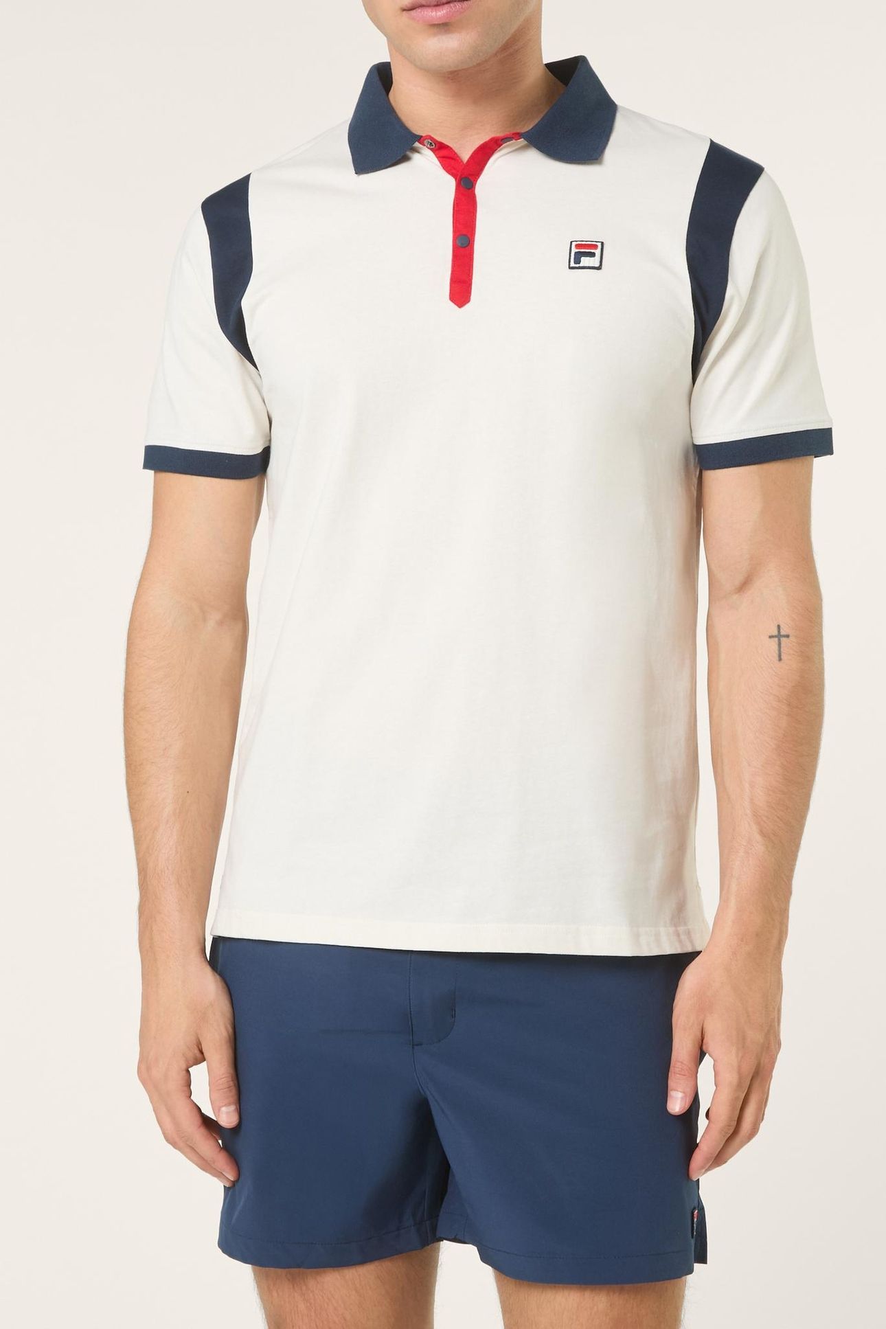 CASOLI REGULAR BLOCKED POLO SHIRT EGRET-BLACK IRIS 1