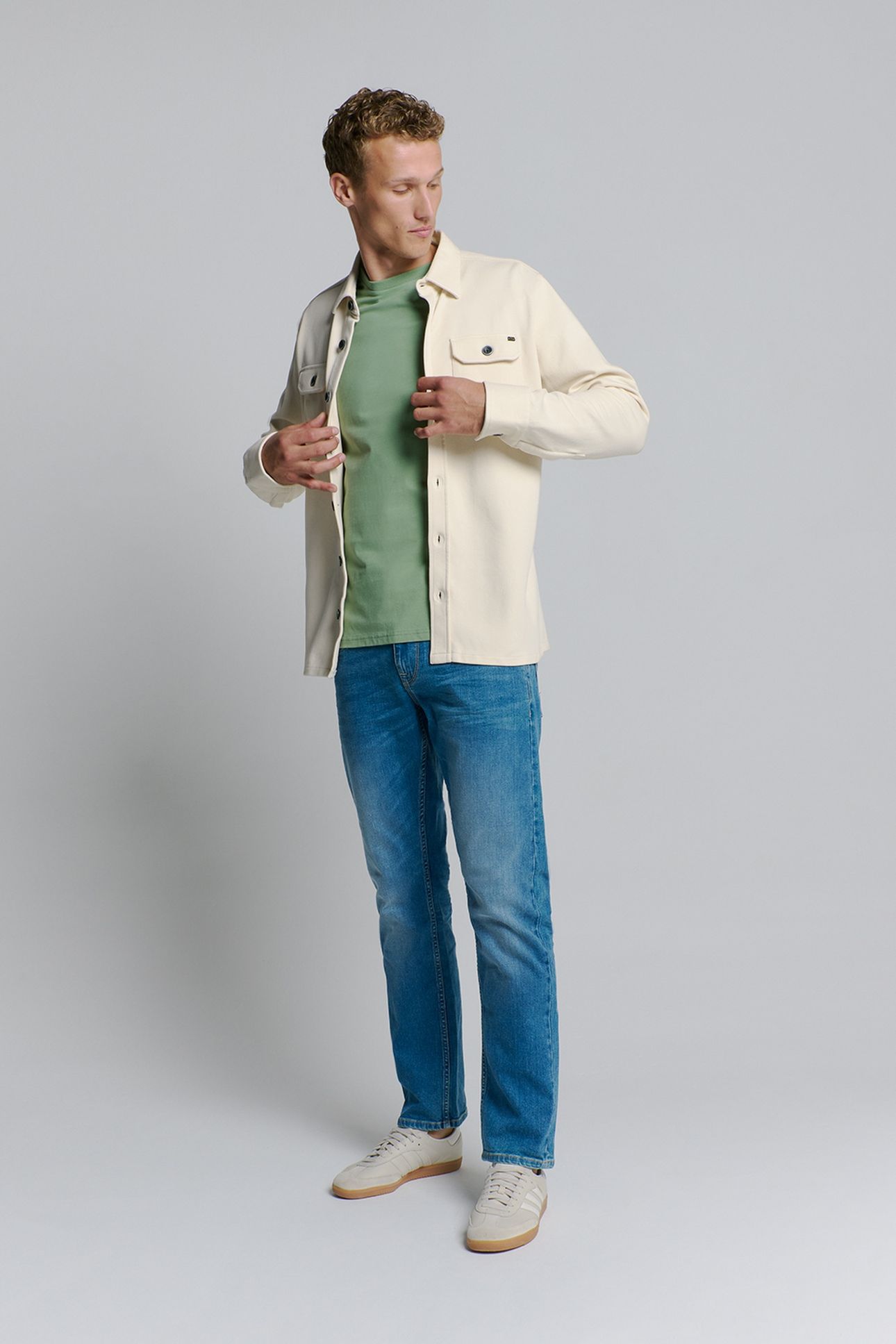 OVERSHIRT BUTTON CLOSURE SWEAT CHALK 1