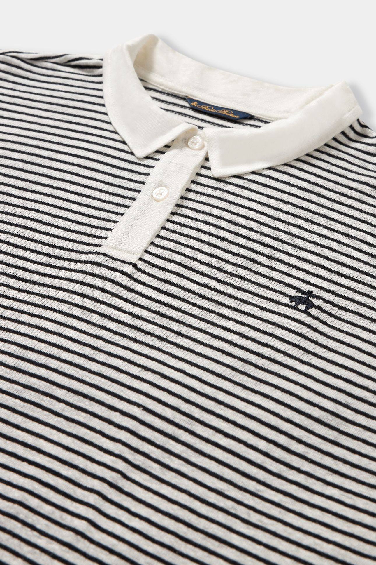 STRIPED LINEN-COTTON JERSEY POLO WITH LOGO WHITE 4