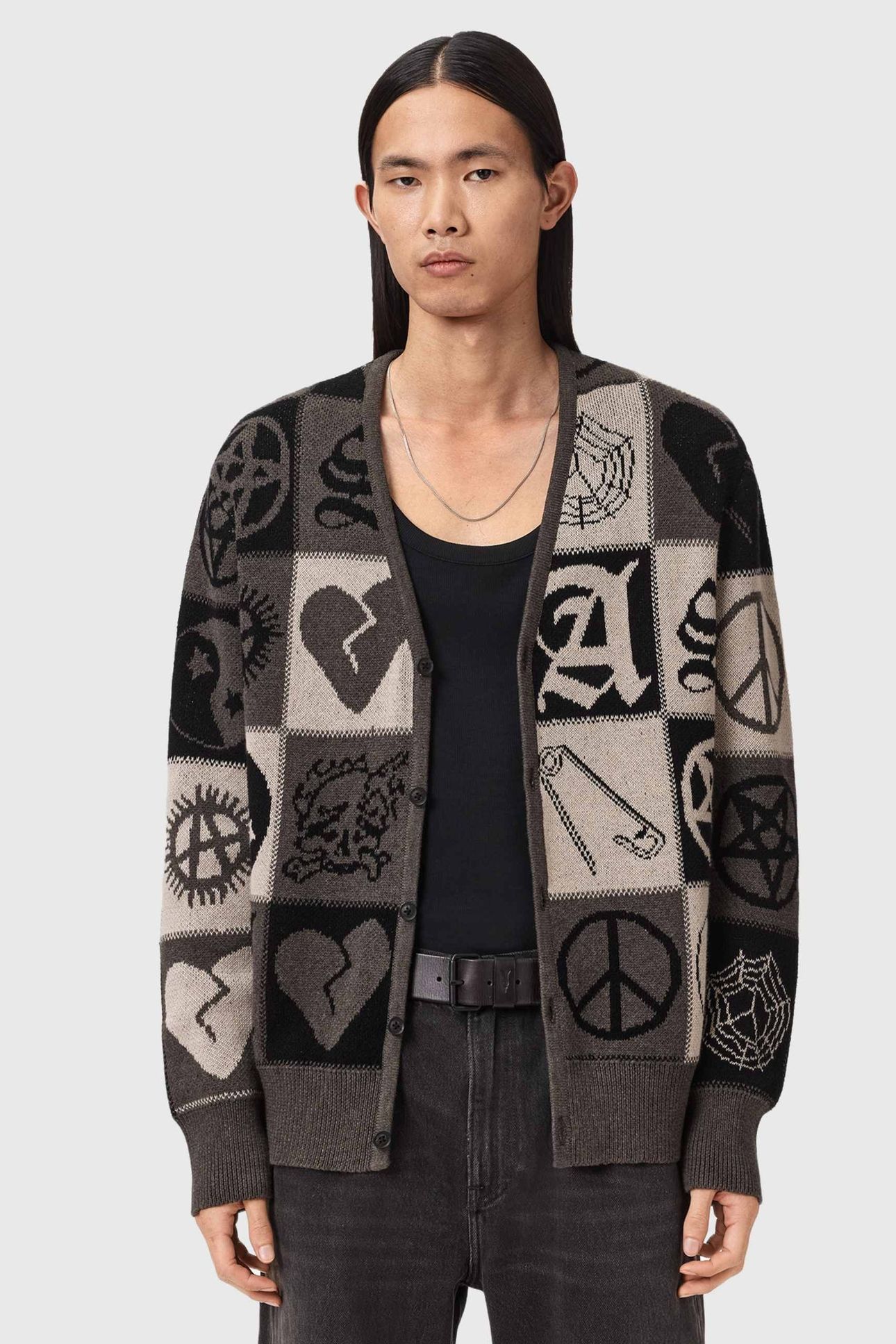 BARKER CARDIGAN TAUPE BROWN/BLACK 1