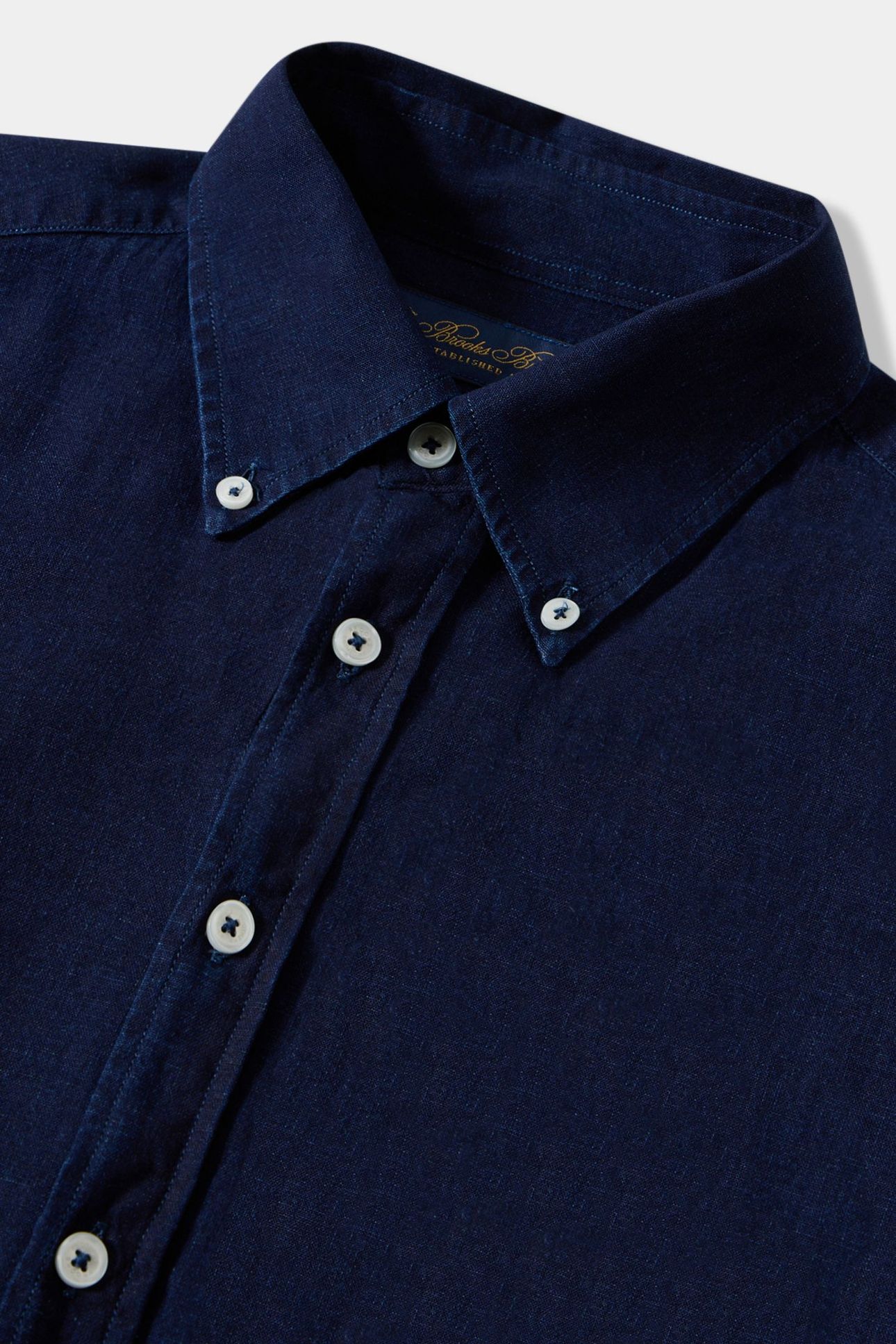 SLIM FIT COTTON-LINEN CHAMBRAY BUTTON DOWN SHIRT BLUE 3