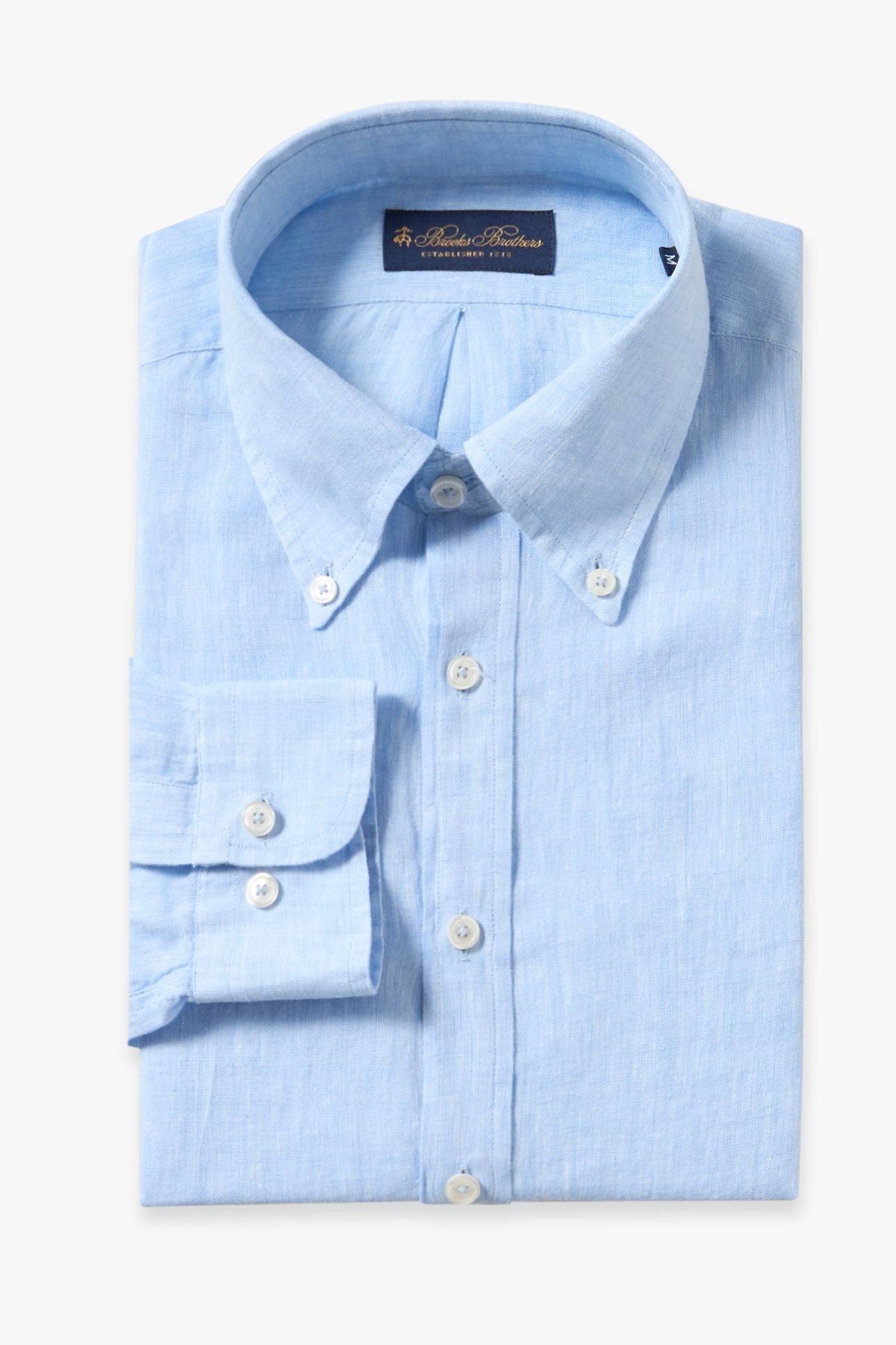SLIM FIT LINEN BUTTON DOWN SHIRT LIGHT BLUE 6