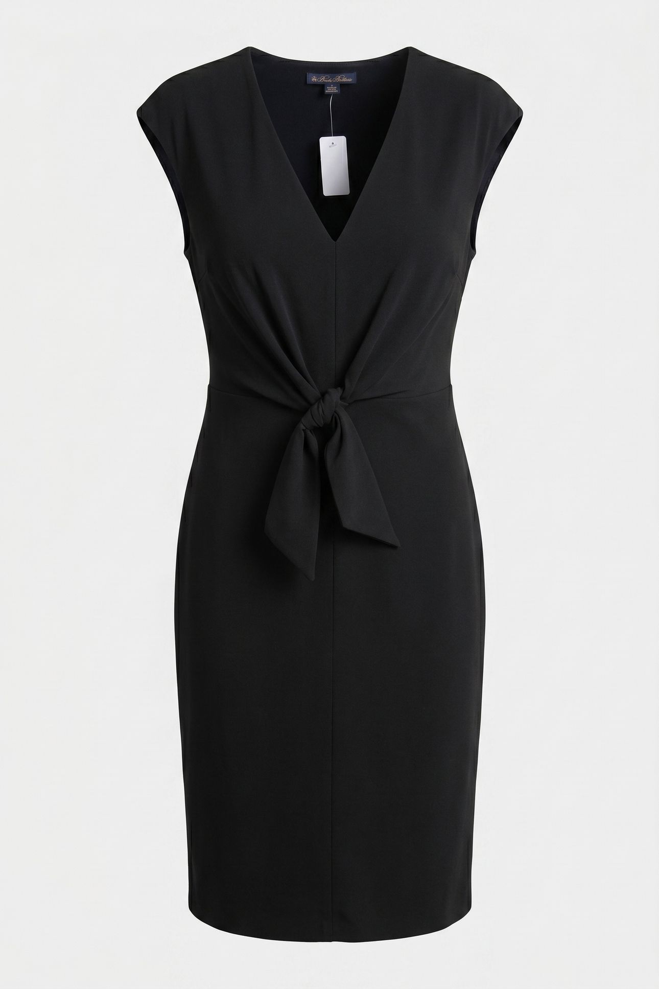CROPPED KNIT V-NECK SHORT SLEEVE DRESS CAVIAR 5