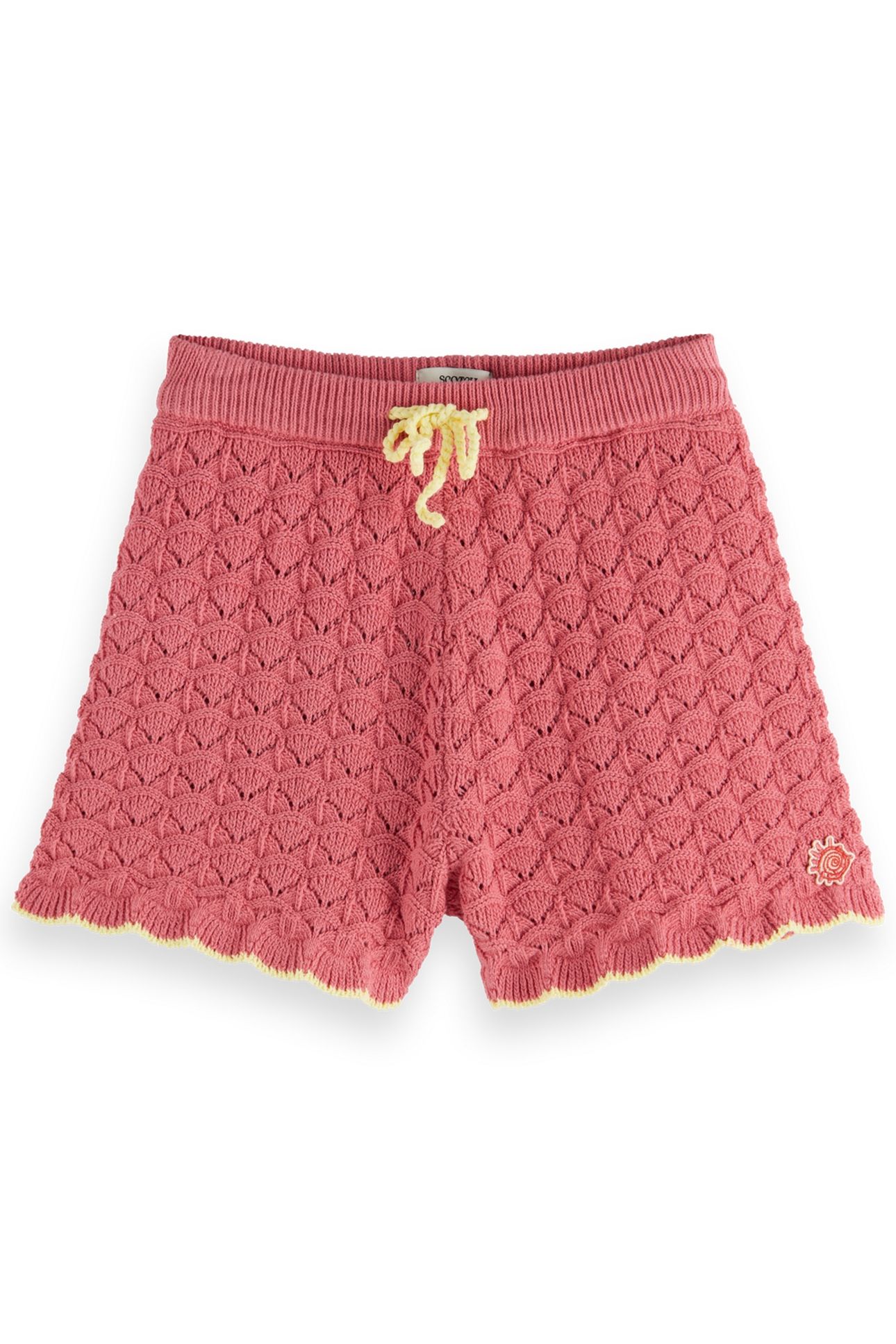 GIRL SCALLOPED KNITTED SHORTS ROSE PINK 1