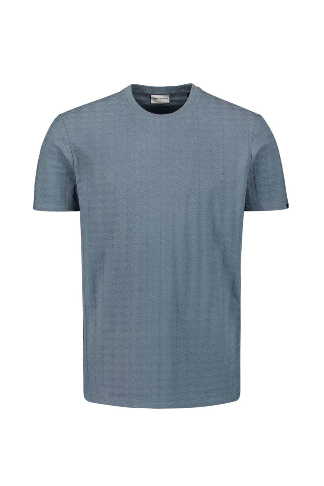 T-SHIRT CREWNECK SOLID RELIEF JACQUARD WASHED BLUE 1