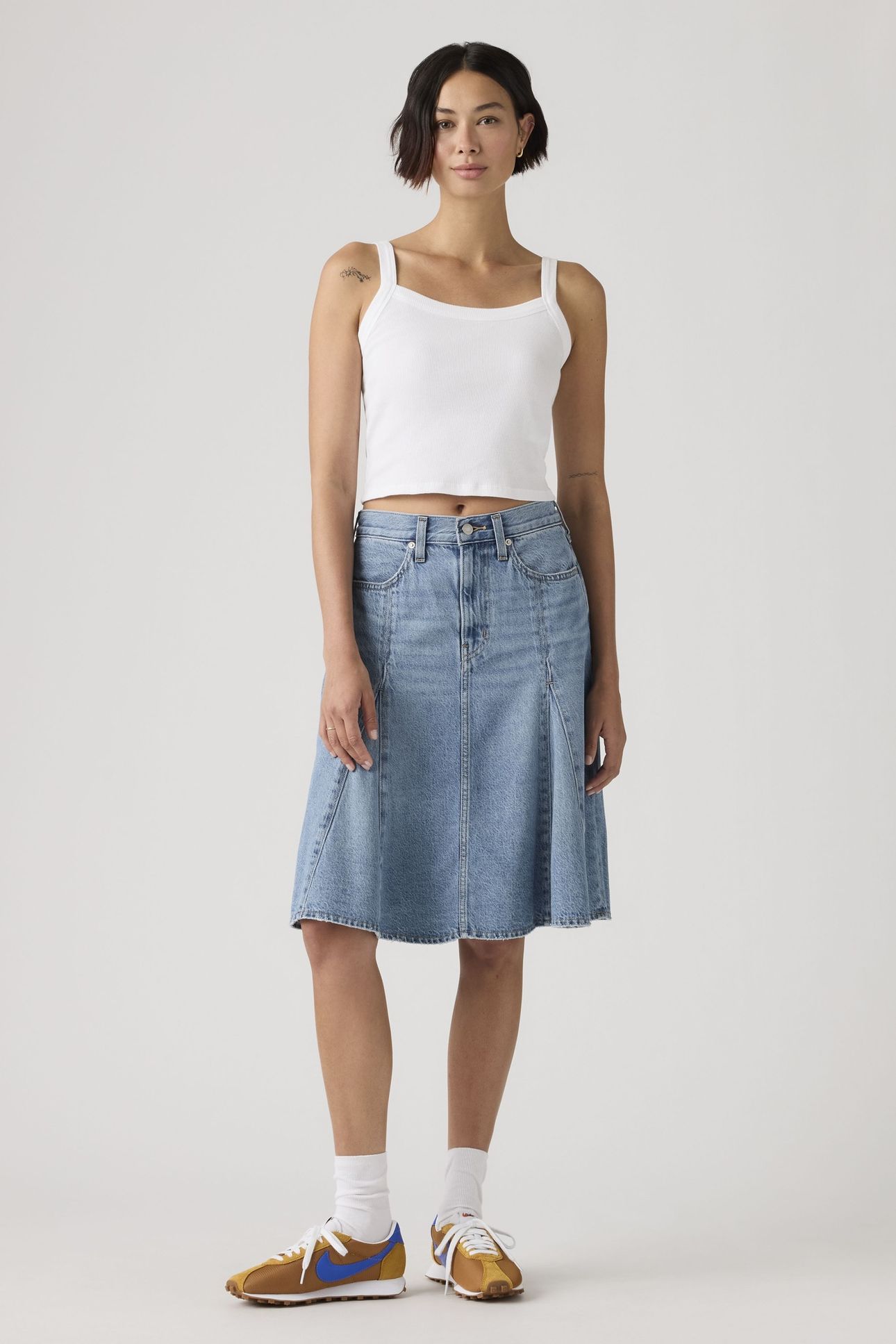 GODET KNEE LENGTH LIGHTWEIGHT SKIRT 1