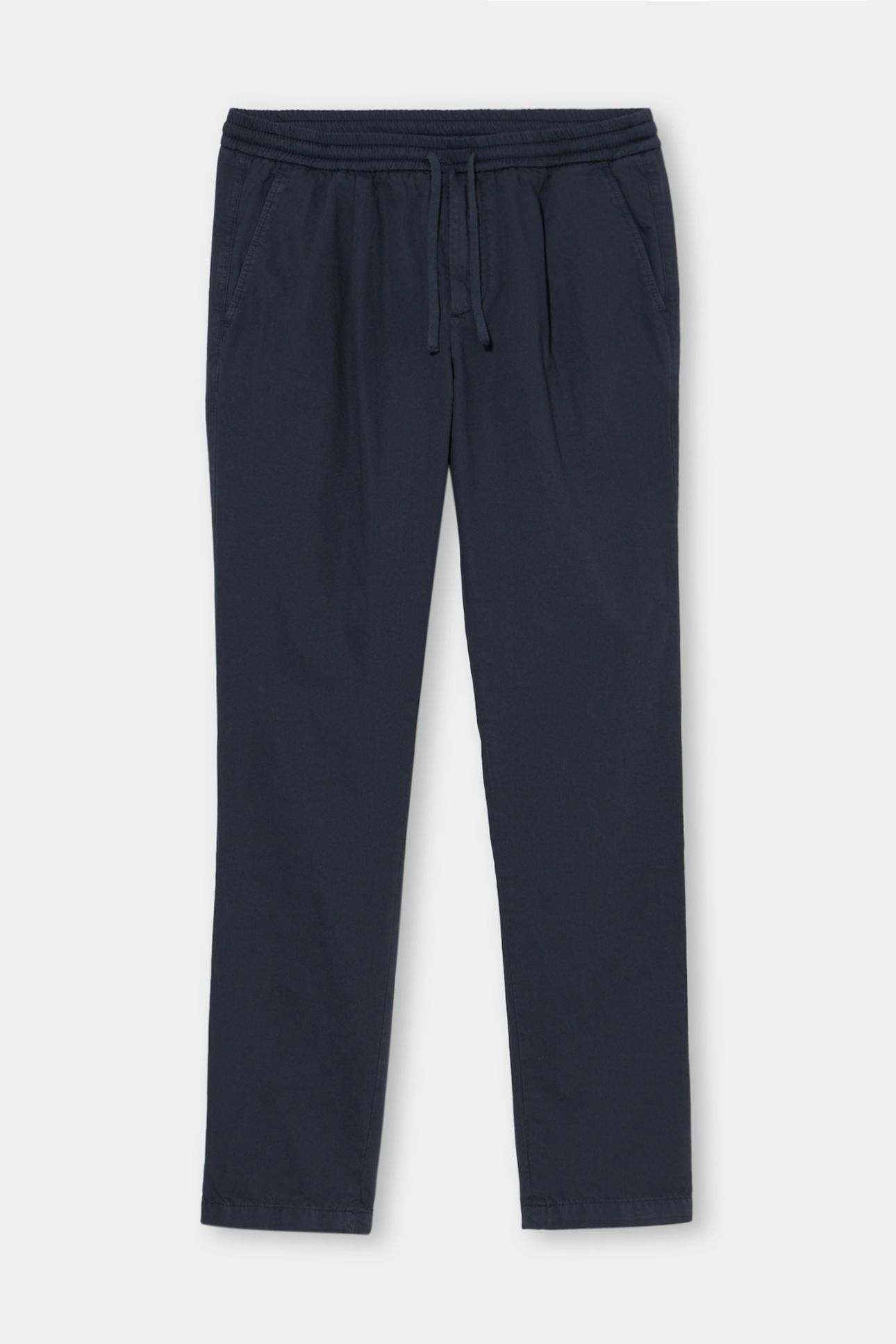 SLUB COTTON STRAIGHT-LEG PLEATED PANT NAVY 4