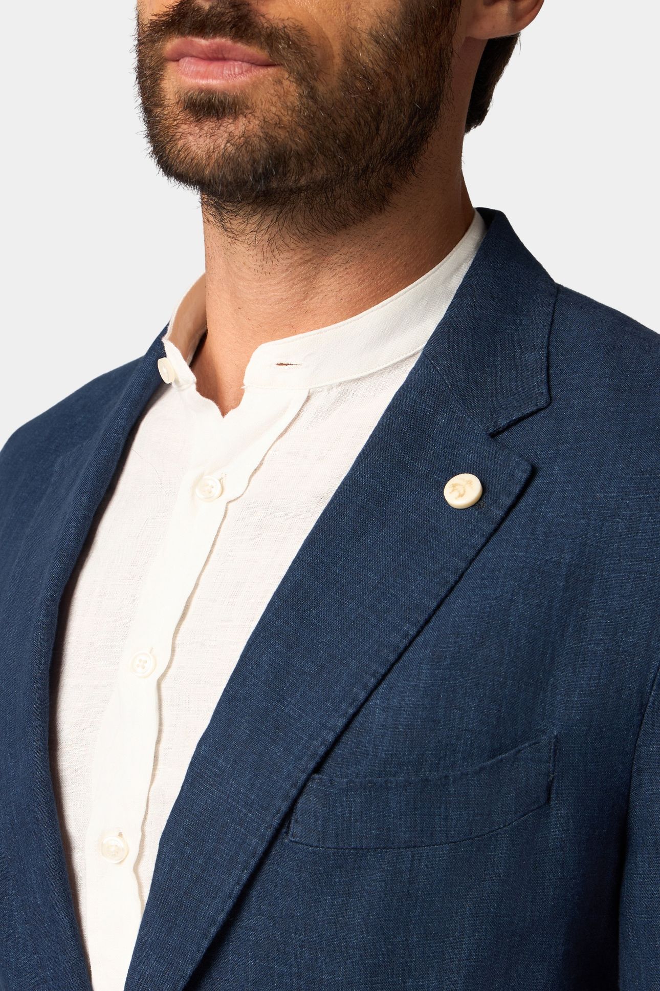 LINEN SINGLE-BREASTED BLAZER DARK NAVY 5