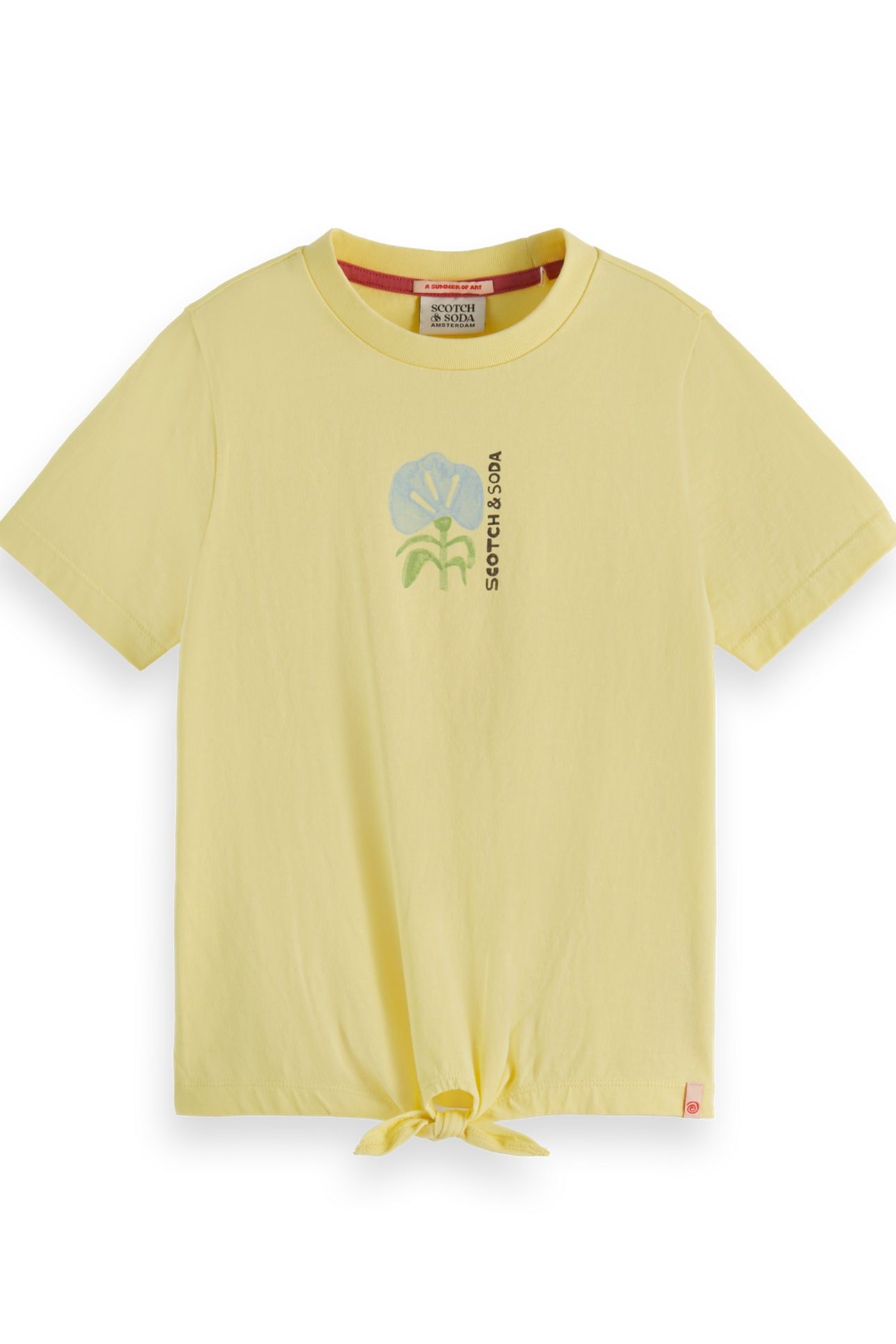 GIRL KNOTTED T-SHIRT WITH ARTWORKS SORBET YELLOW 1