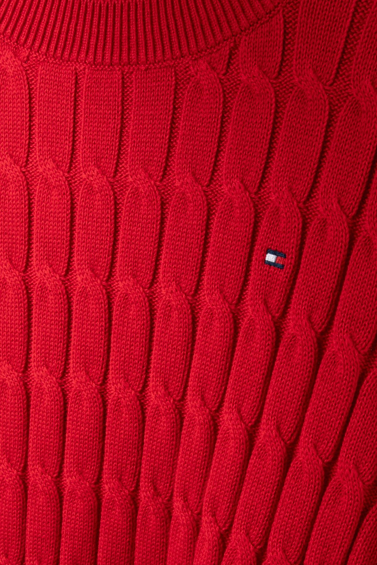 COTTON CABLE MID CREW NECK PRIMARY RED 4