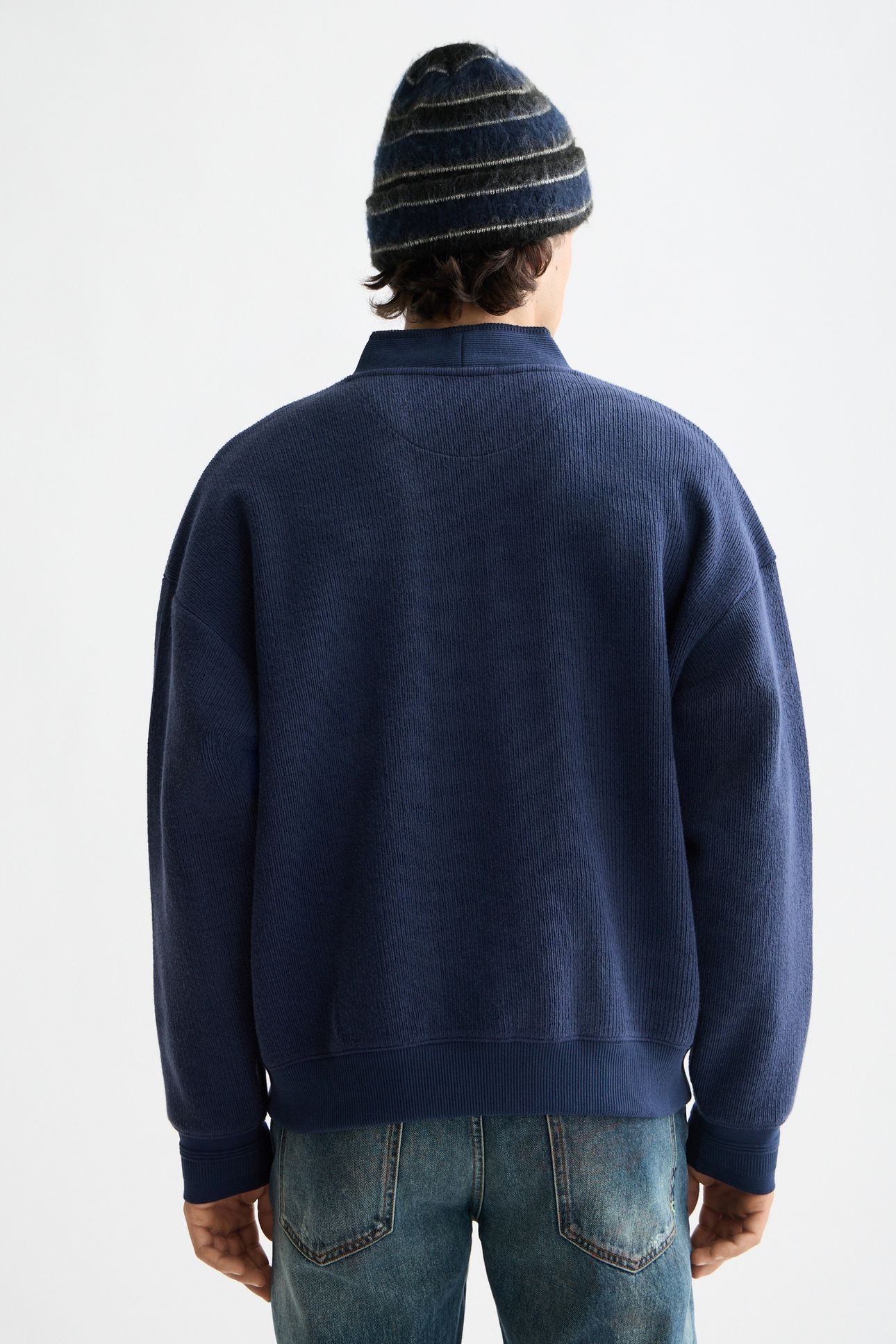 LOOSE FIT BUTTON DOWN SWEATSHIRT PEACOAT 3