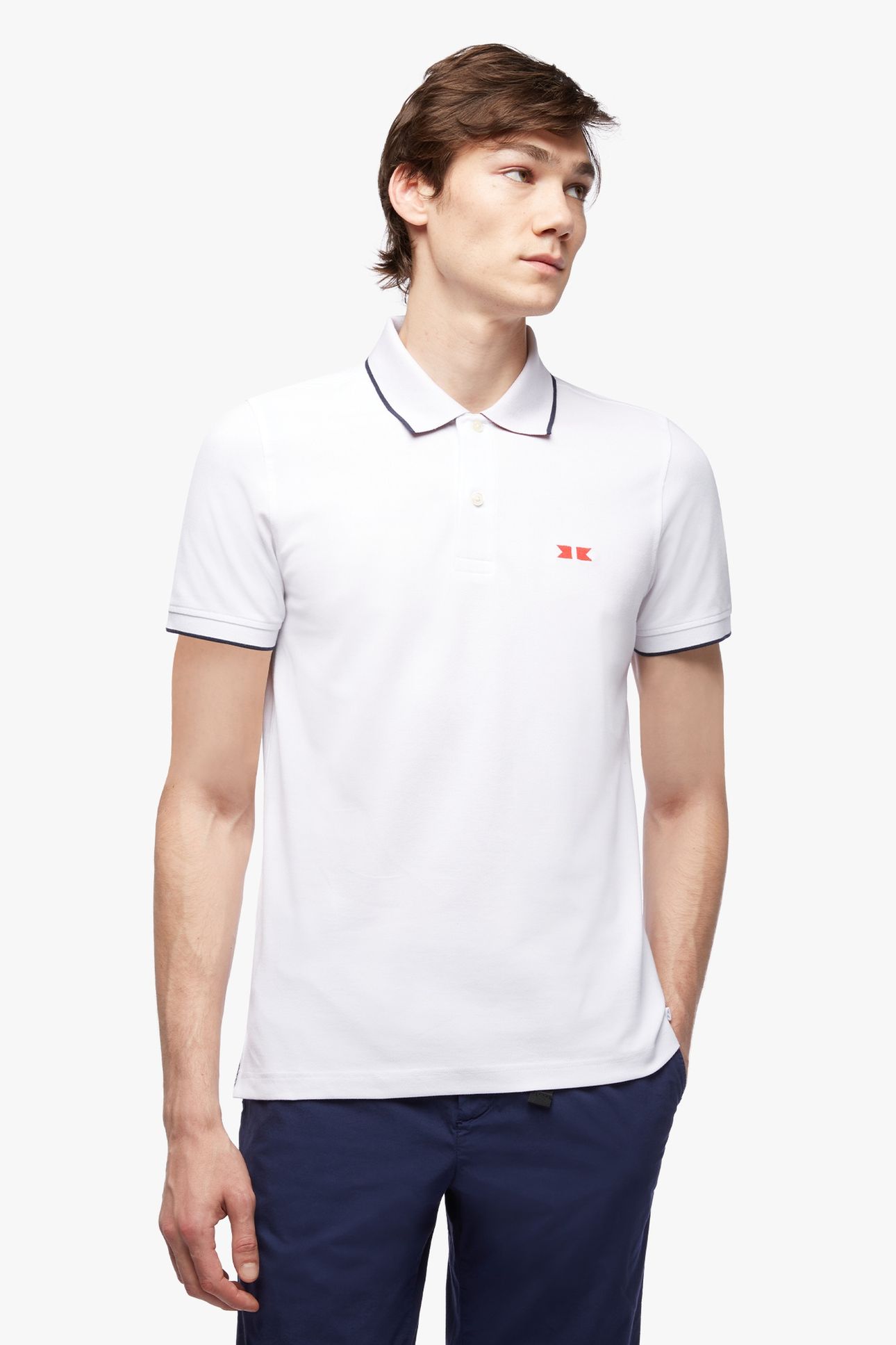 SUPIMA COTTON SLIM-FIT GOLDEN FLEECE TIPPED POLO SHIRT WHITE 1