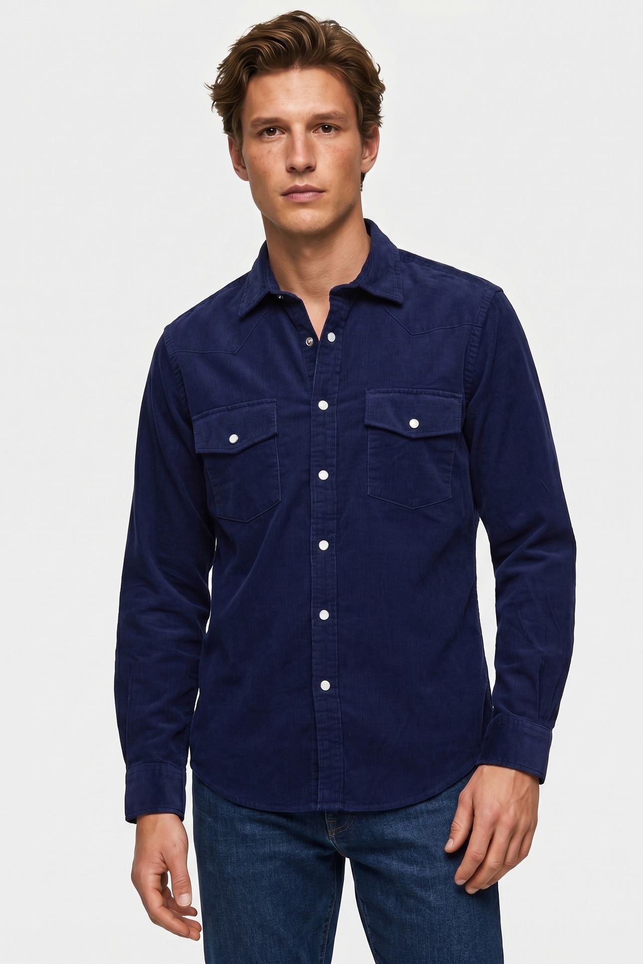 CASUAL SOLID SHIRT DARK BLUE 1
