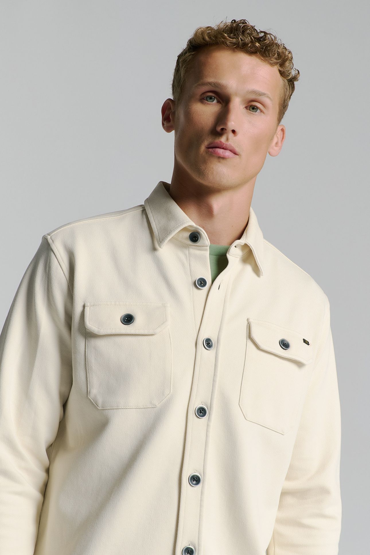 OVERSHIRT BUTTON CLOSURE SWEAT CHALK 2