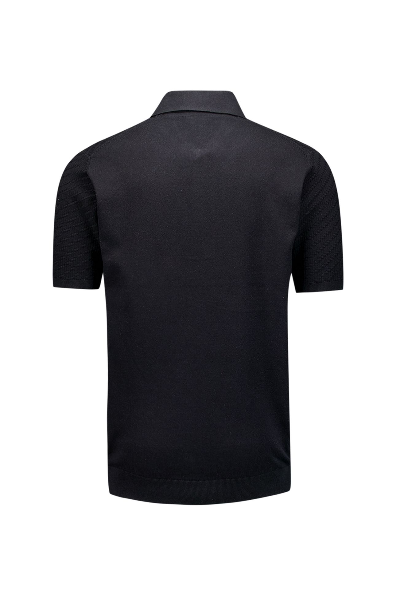 PULLOVER SHORT SLEEVE POLO ZIP SOLID JACQUARD BLACK 5
