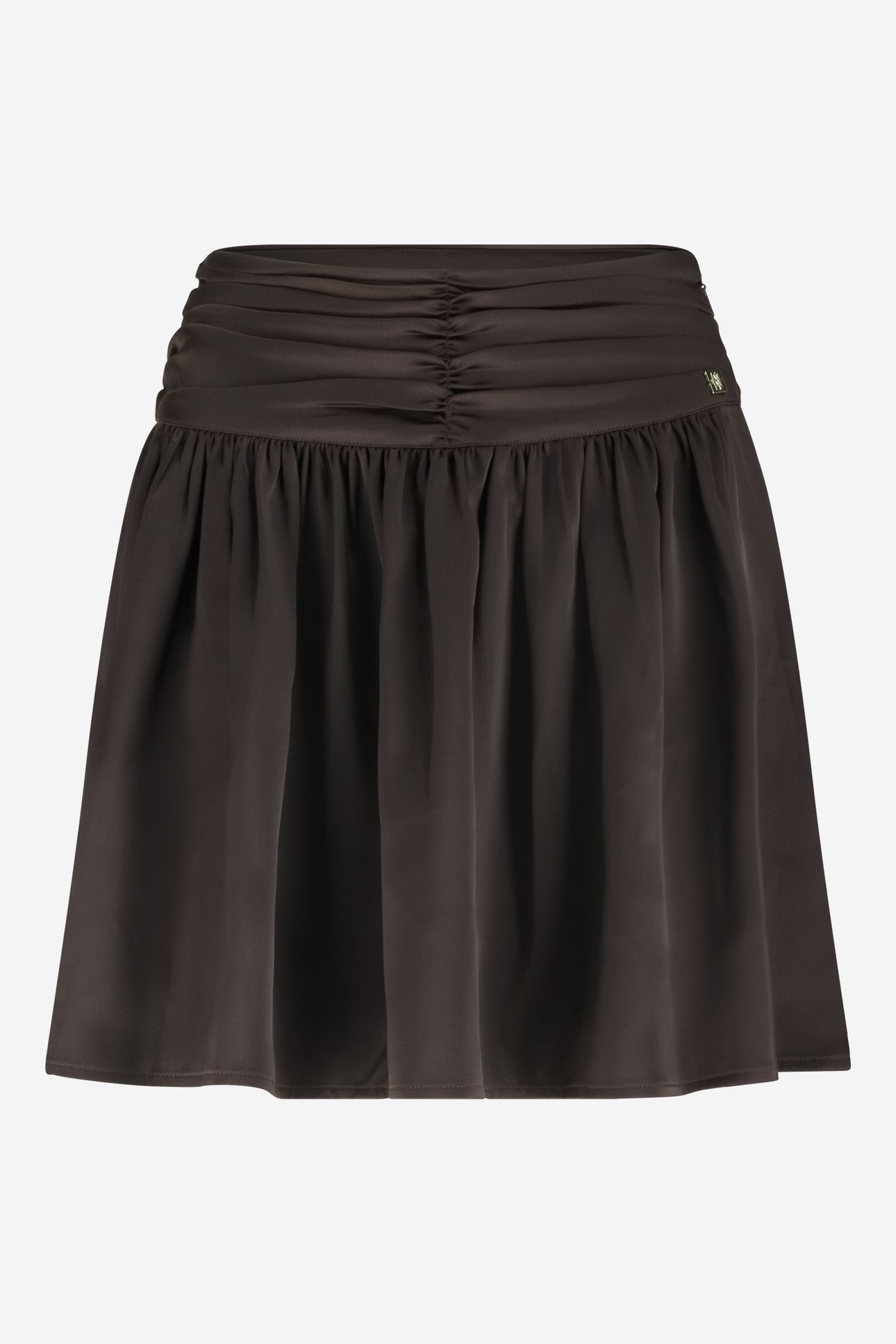 CHIOS SATIN SKIRT DARK BROWN 1