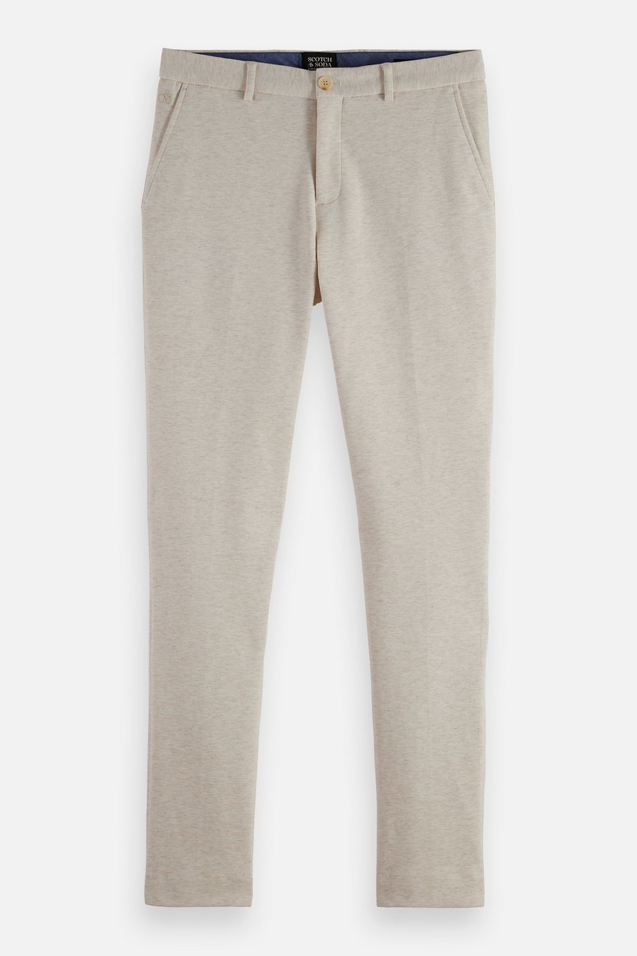 MOTT - TAILORED KNITTED YARN DYED CHINO OFF WHITE MELANGE 4