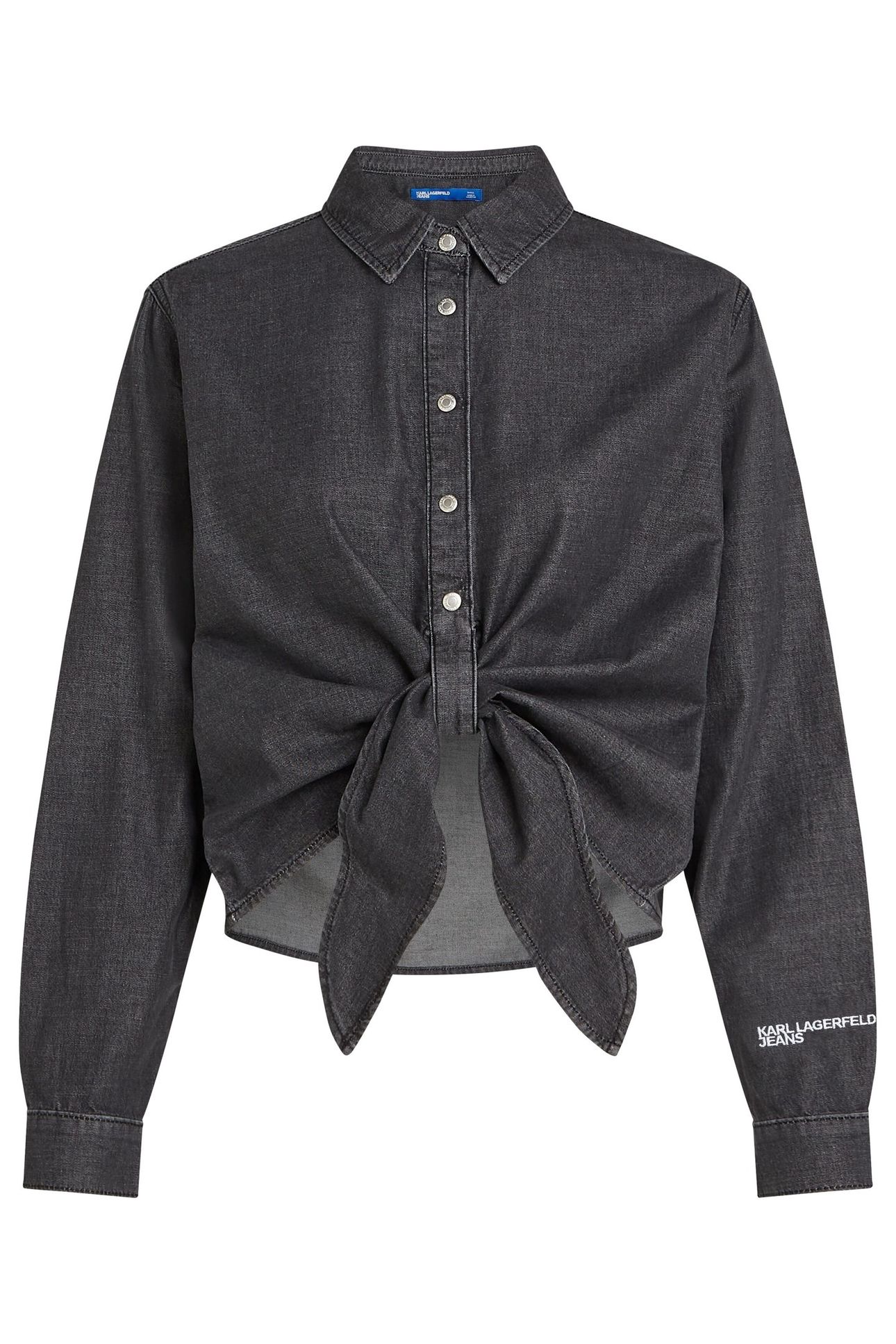 DENIM WRAP BLOUSE WASHED BLACK 4