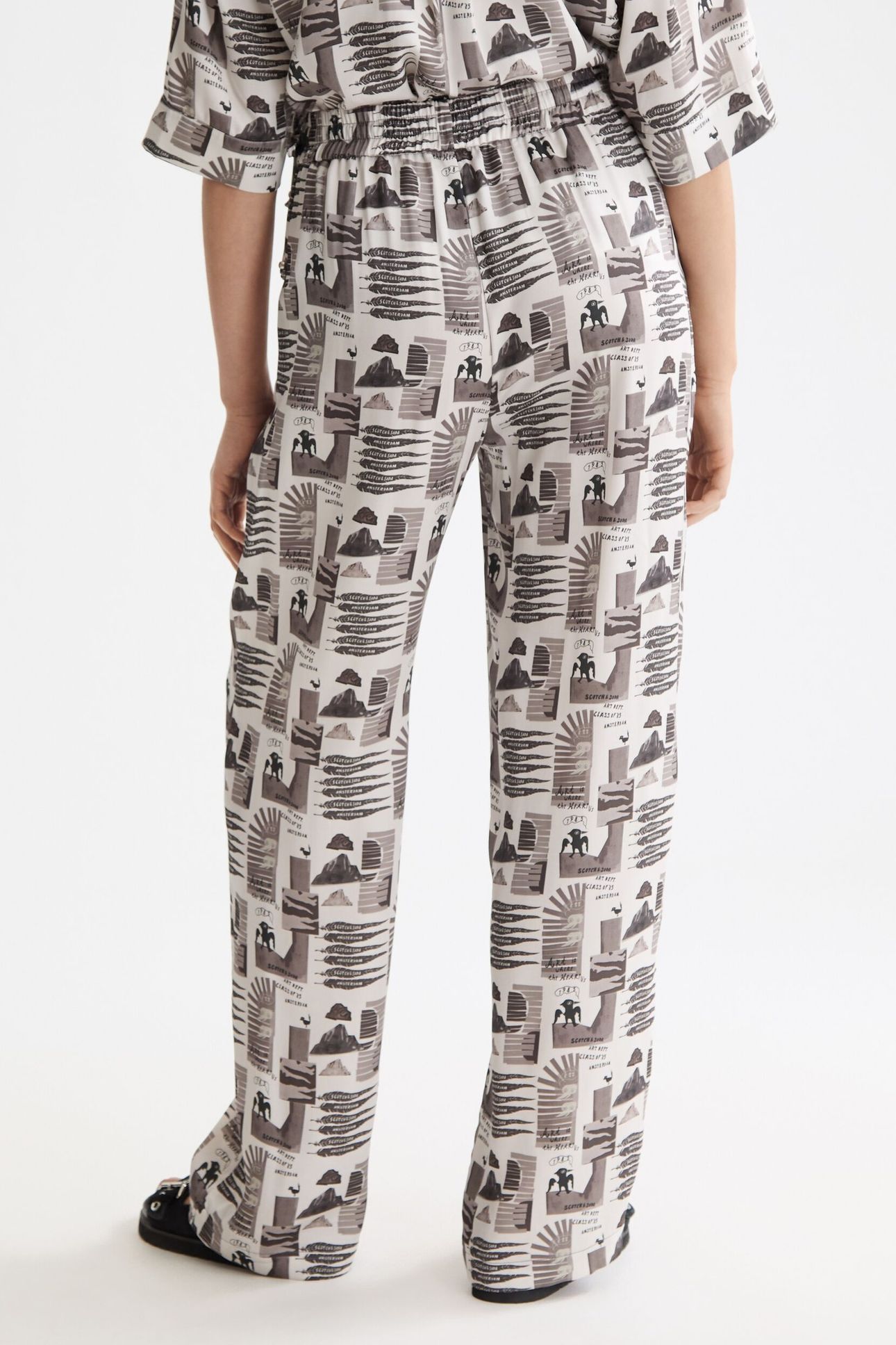 GIA - MID RISE WIDE LEG ELASTICATED TROUSERS ART DEPT COLLAG 5