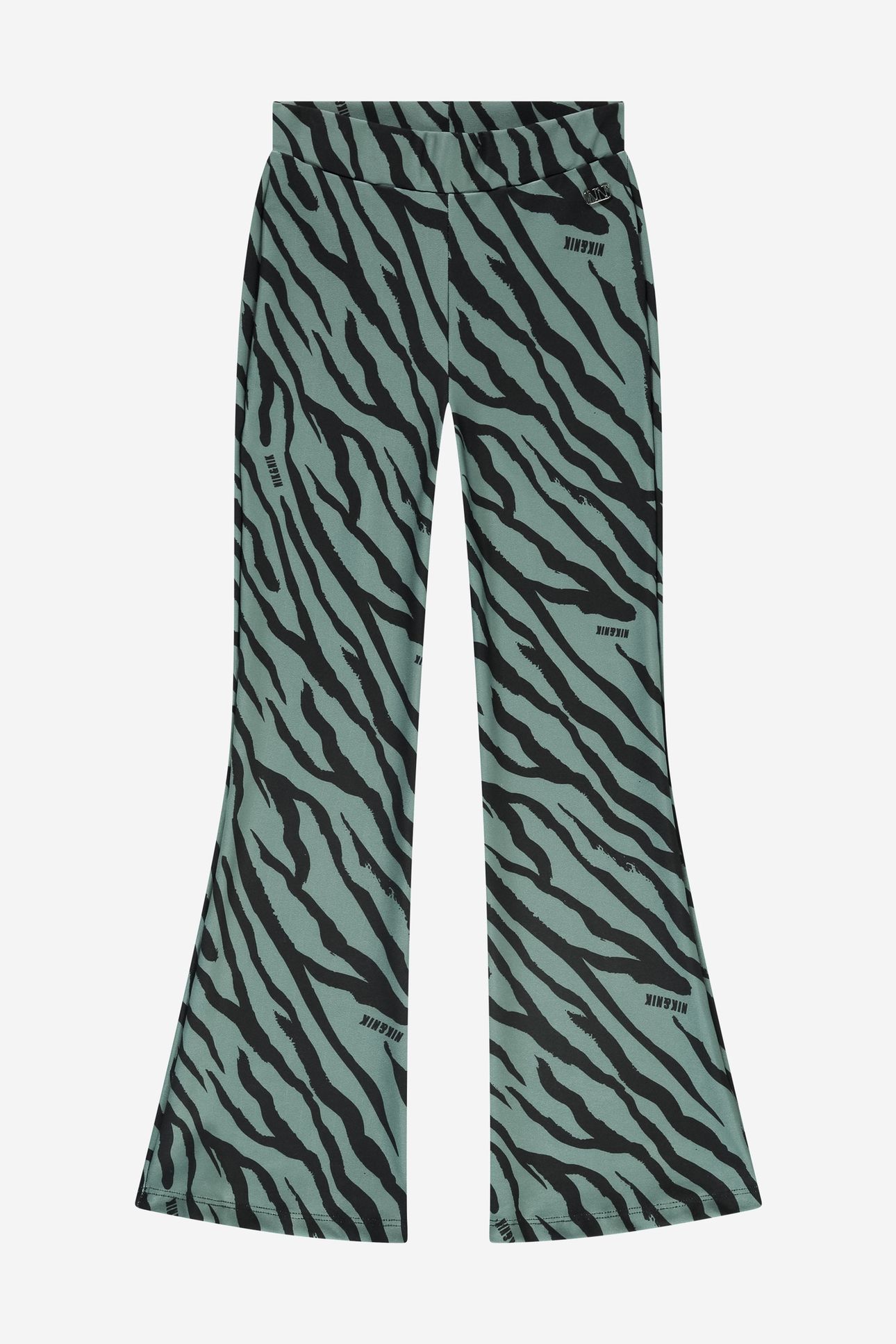 ZEBRA FLARED PANTS GREY GREEN 1