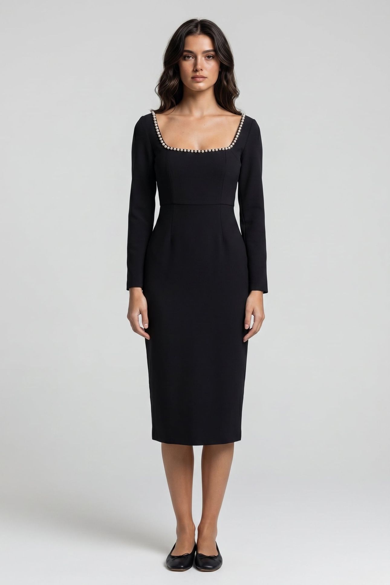 PEARL MIDI DRESS BLACK 2