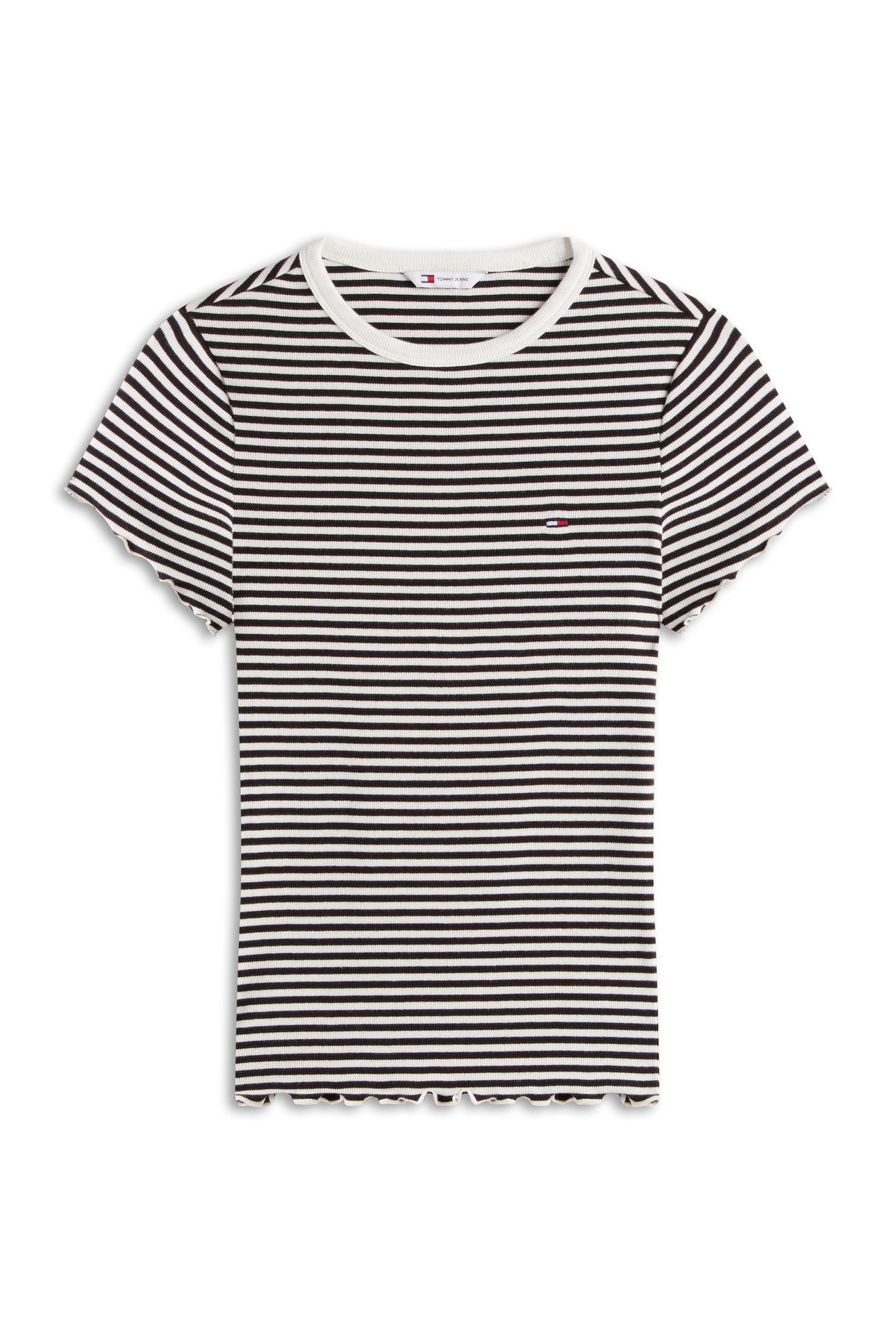 TJW SLIM LETTUCE EDGE T-SHIRT BLACK/ECRU STRIPE 4