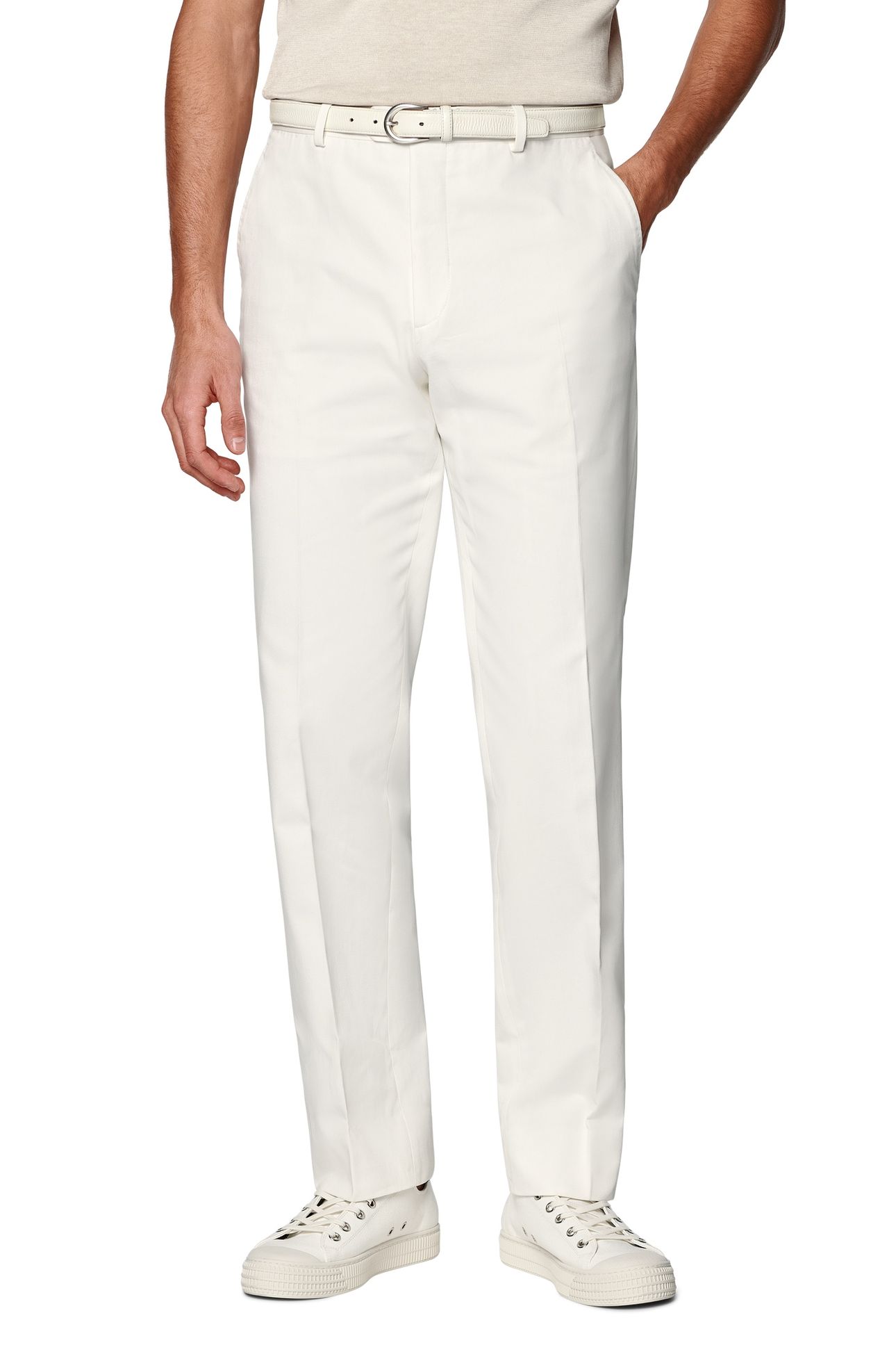 MILANO-OFF-WHITE-PURE COTTON FORMAL TROUSERS OFF-WHITE 1