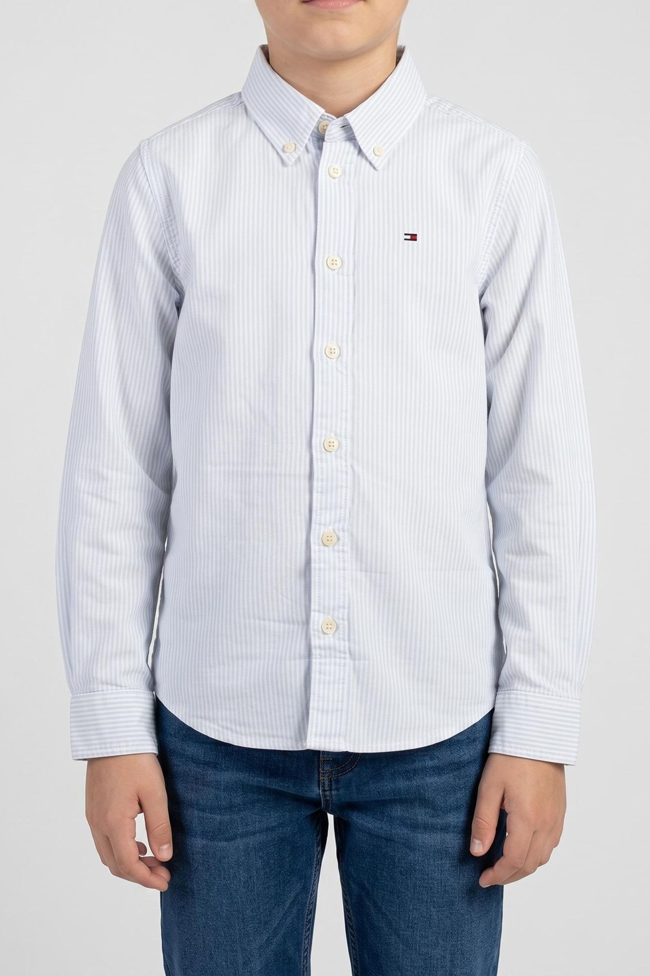 BOYS FLEX ITHACA SHIRT LS BREEZY BLUE STRIPE 1