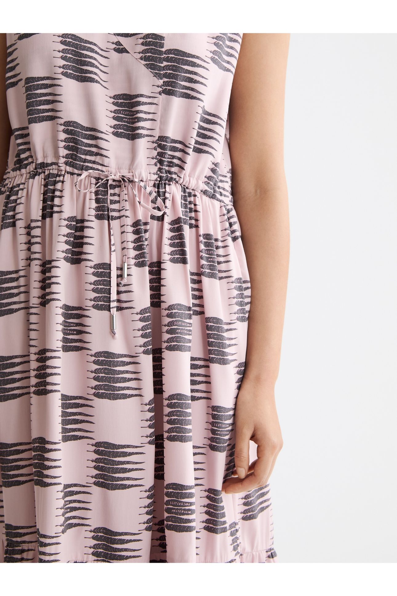 MIDI DRESS WITH GATHERED WAIST FEATHER BLOCK 6