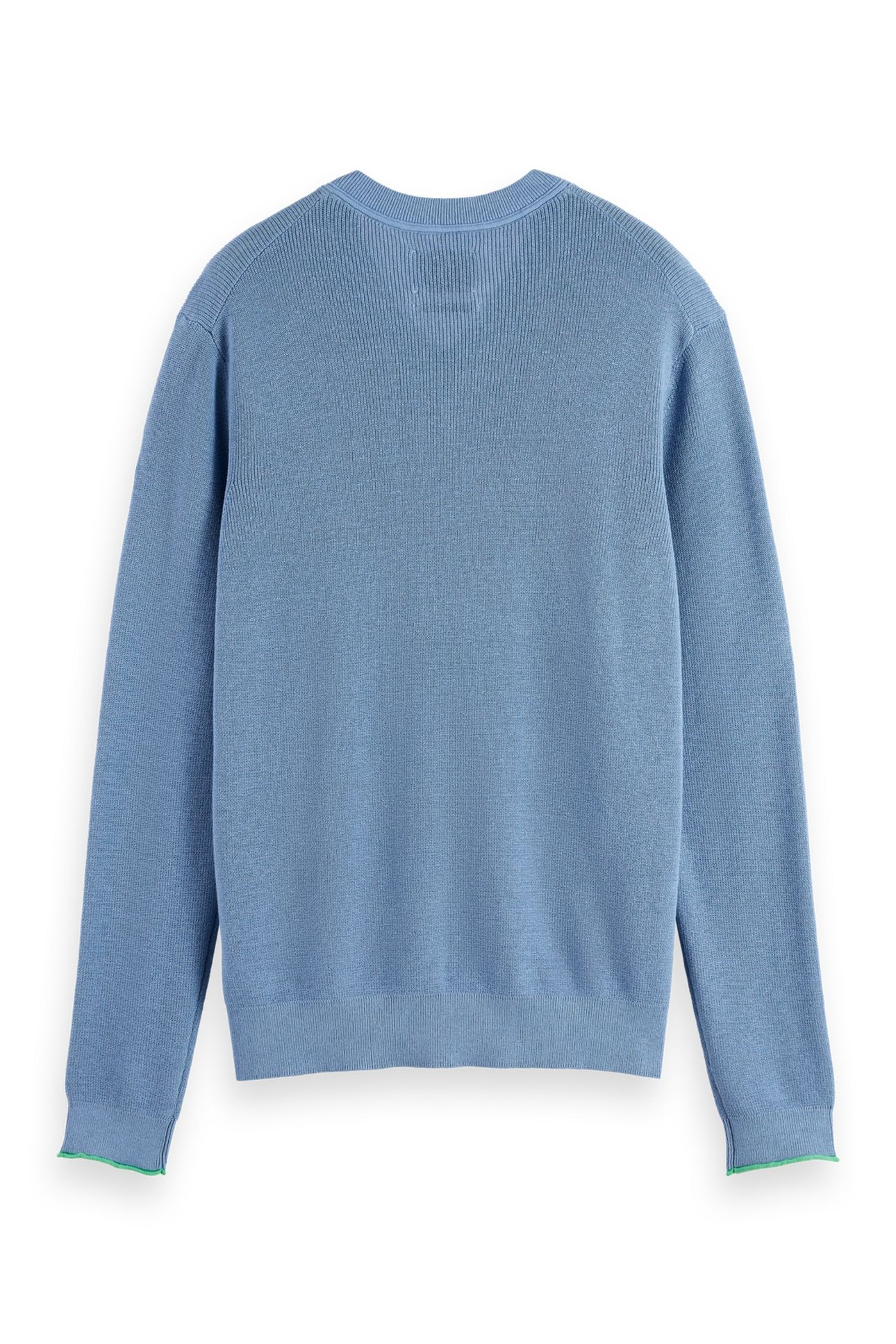 REGULAR-FIT COTTON LINEN V-NECK FADED DENIM 2