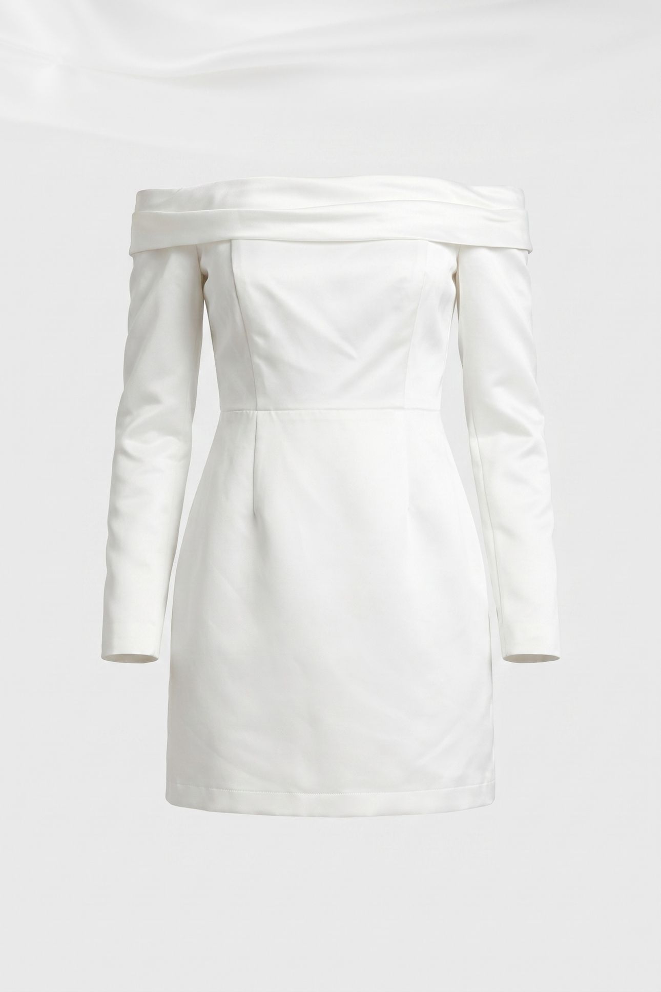 SATIN BARDOT MINI DRESS WHITE 6