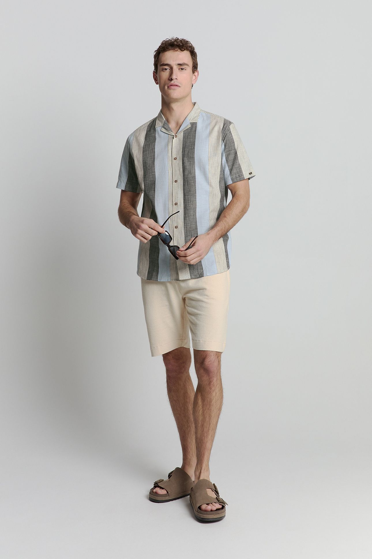 SHIRT SHORT SLEEVE REVERS COLLAR SLUB MULTI COLOURED VERTICA 1